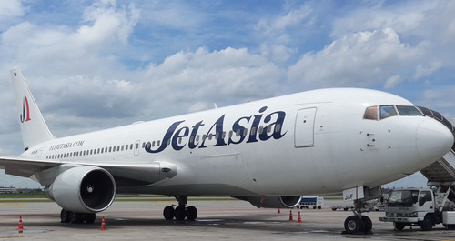 Jet Asia's newest aircraft arriving at BKK Airport.  (PRNewsFoto/Jet Asia Airways Co., Ltd.)
