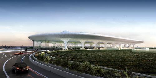 스킷모어 오윙스 앤드 메릴(Skidmore, Owings & Merrill)이 설계한 새 뭄바이 공항 오늘 개장