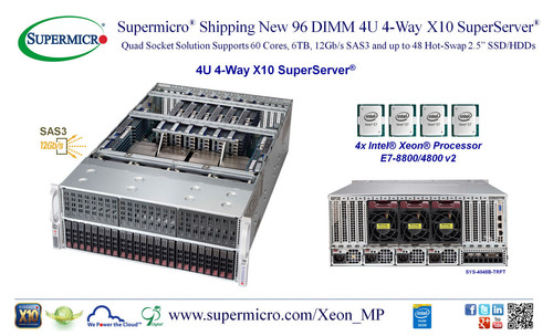 수퍼마이크로(Supermicro®) 뉴 인텔 제온(Intel® Xeon®) 프로세서 E7-8800/4800 v2를 탑재한 96DIMM 4U 4방향 수퍼서버(SuperServer®) 배송