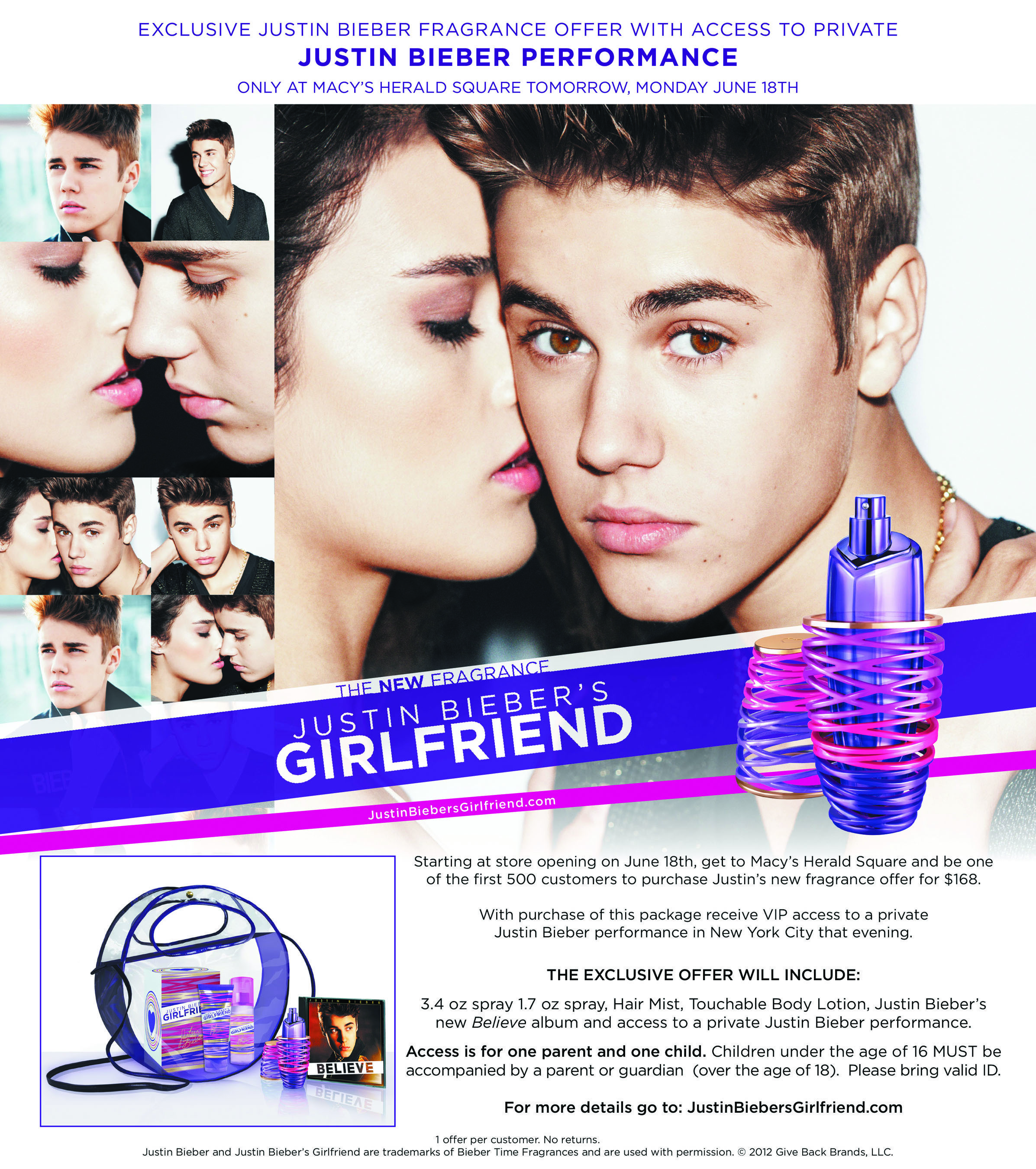 Absorber secuencia Polinizador Exclusive Justin Bieber Fragrance Offer With Access To Private Justin Bieber  Performance