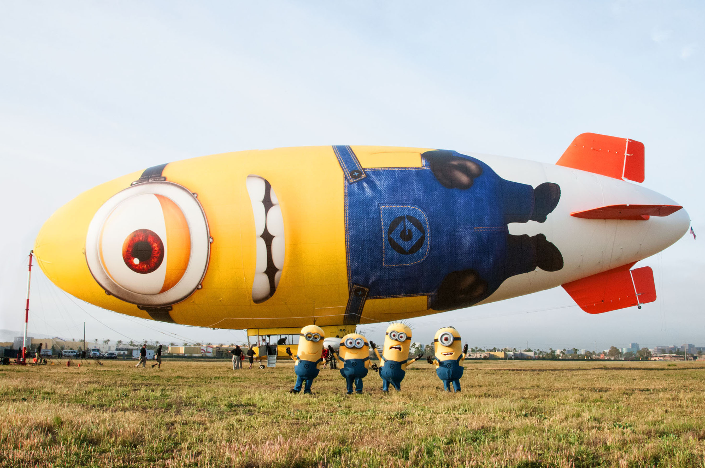 Several of the Minions from Universal Pictures and Illumination Entertainment's DESPICABLE ME 2 will be the first to board the Despicablimp. (PRNewsFoto/Universal Pictures, Suzanne Hanover) (PRNewsFoto/UNIVERSAL PICTURES)