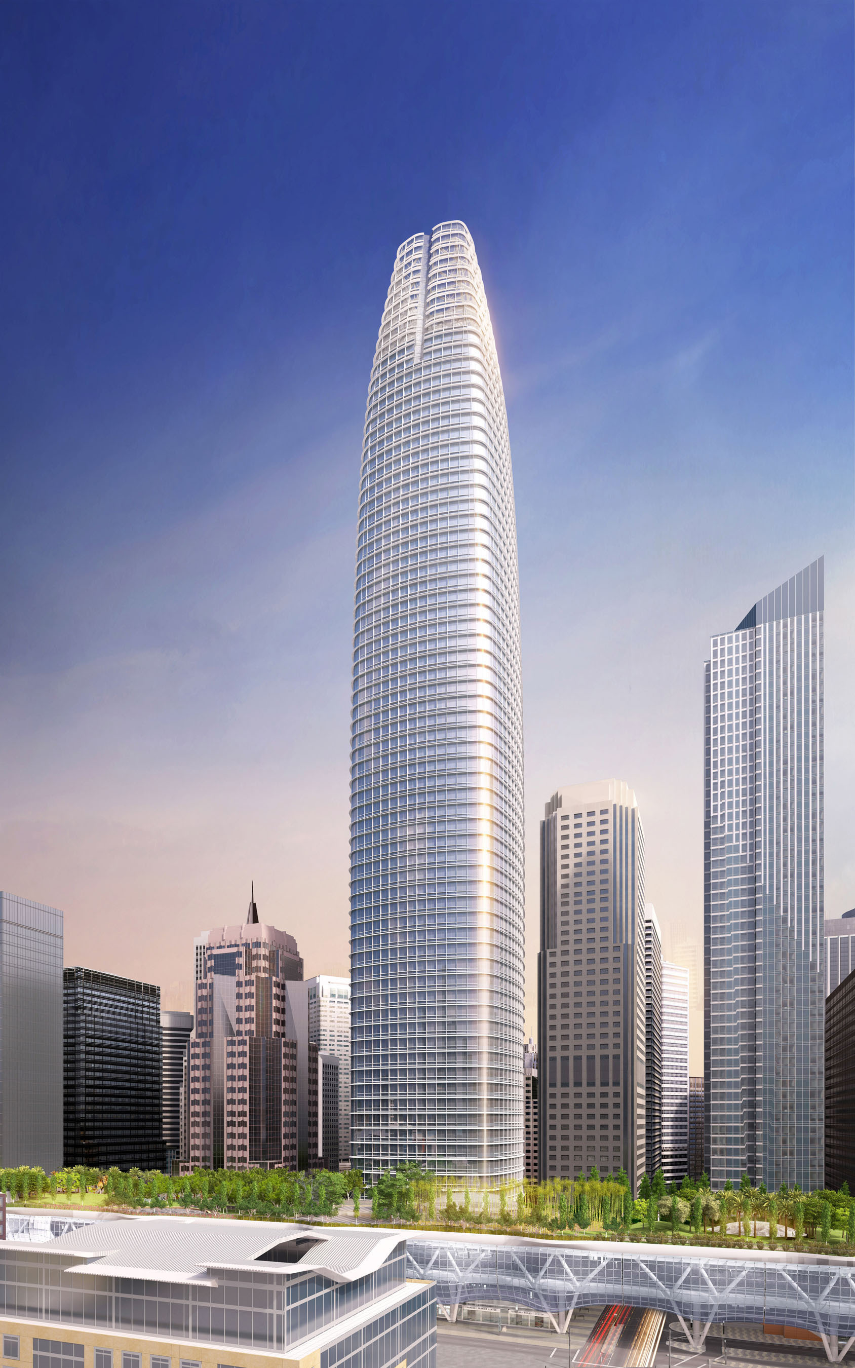 Transbay Transit Tower, designed by Pelli Clarke Pelli Architects, will be the tallest building in San Francisco. Officials ceremonially broke ground for the tower Wednesday. (PRNewsFoto/Pelli Clarke Pelli Architects) (PRNewsFoto/PELLI CLARKE PELLI ARCHITECTS)
