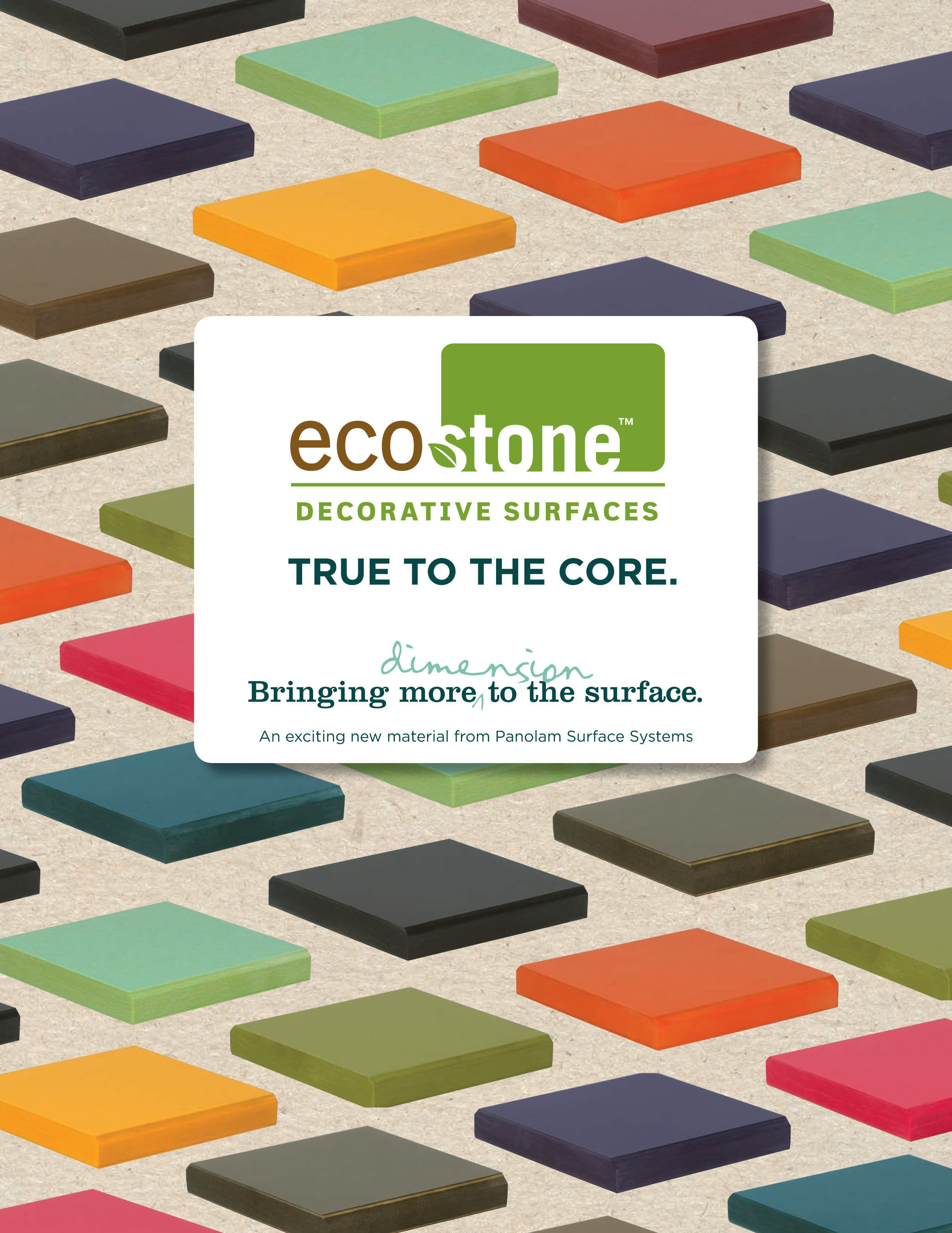 Panolam(TM) Surface Systems announces the introduction of EcoStone(TM) Decorative Surfaces - a revolutionary, durable, heat and stain resistant surface for commercial and residential use that's made of 100% recycled core paper. It's an ideal surface for kitchen and bathroom counters, tabletops, as well as laboratory, office and commercial surfaces. (PRNewsFoto/Panolam Surface Systems) (PRNewsFoto/PANOLAM SURFACE SYSTEMS)