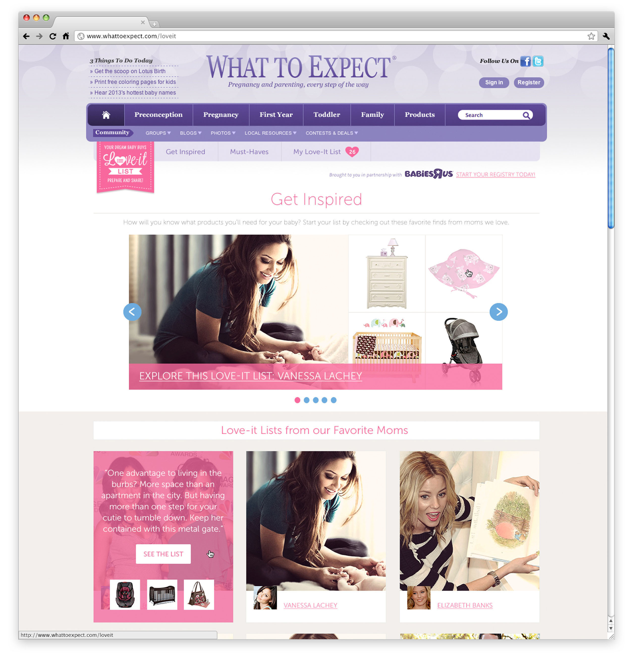 WhatToExpect.com and Babies"R"Us Launch "Love-it Lists" To Help Expectant Parents Create a Dream Baby Registry. (PRNewsFoto/Everyday Health, Inc.) (PRNewsFoto/EVERYDAY HEALTH, INC.)