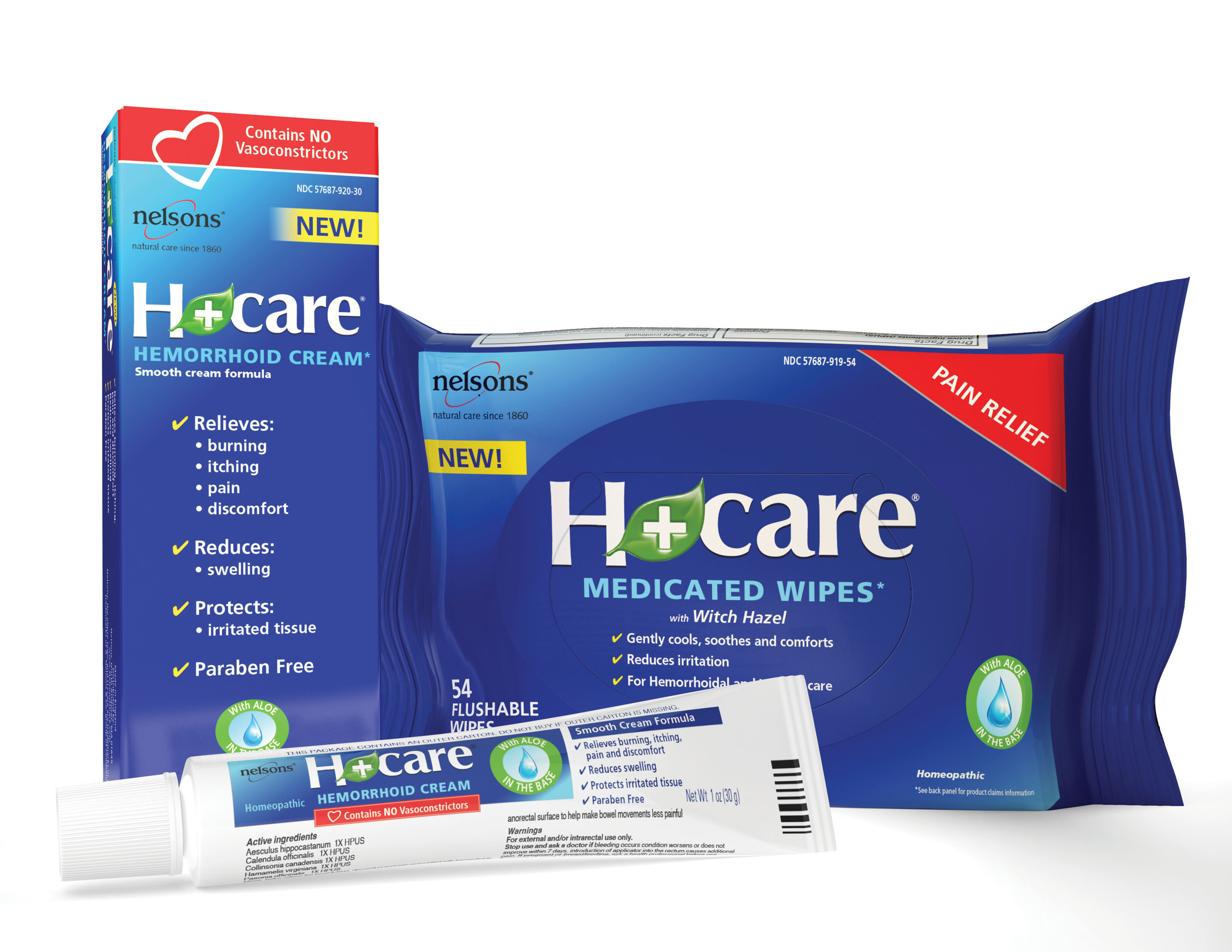 New H care Hemorrhoid Cream provides soothing relief from hemorrhoid pain, itching and burning without the use of vasoconstrictors, steroids, anesthetics or parabens. (PRNewsFoto/Nelsons) (PRNewsFoto/NELSONS)