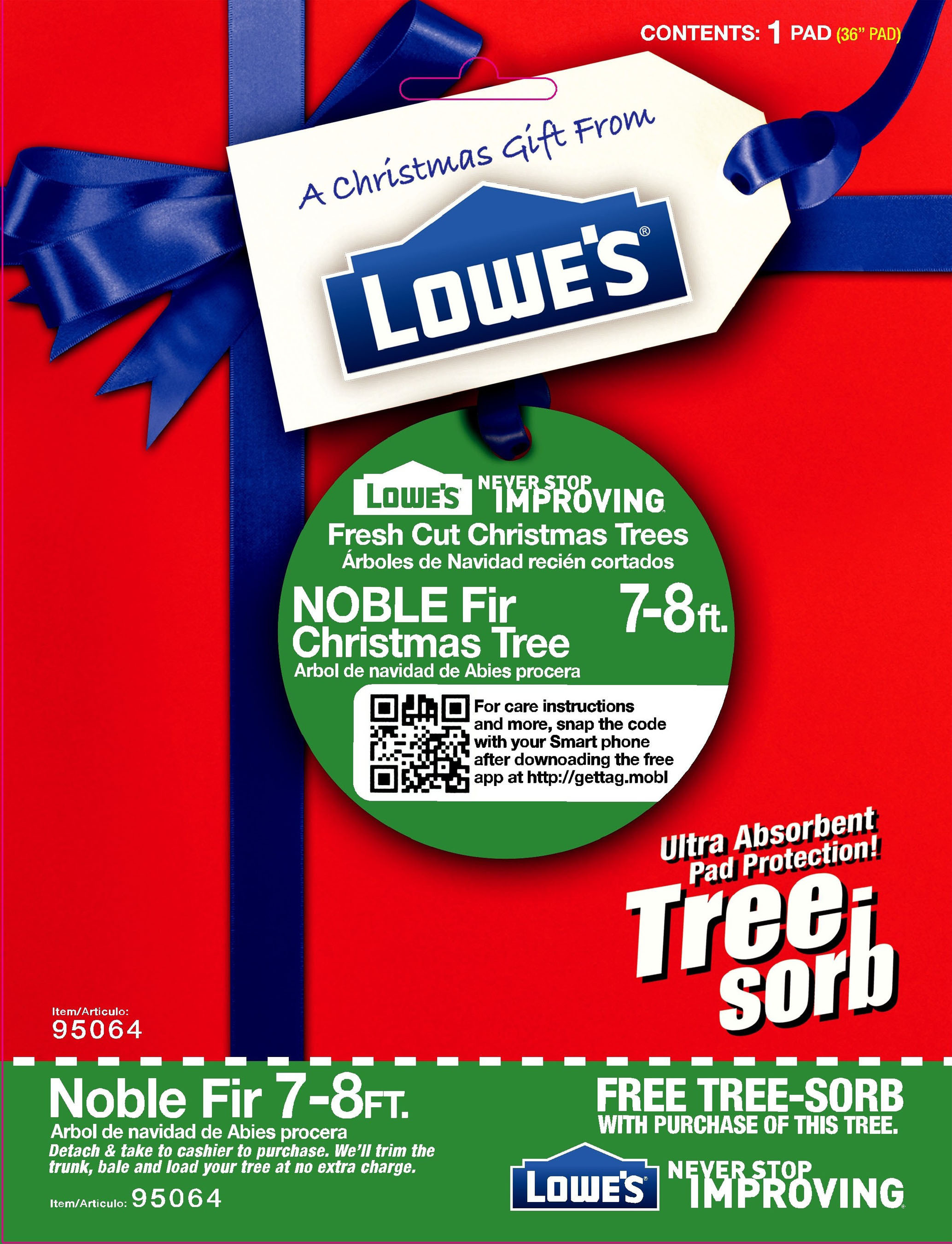 Tree-Sorb Super Absorbent Pad Included with Every Lowe's Live Christmas Tree over 7 Feet. (PRNewsFoto/SORBCO) (PRNewsFoto/SORBCO)