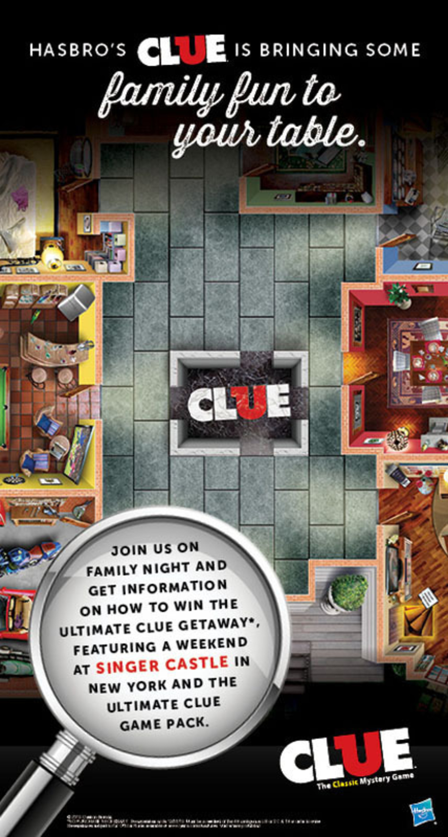 Ryan's, HomeTown Buffet and Old Country Buffet are partnering with Hasbro in December to feature Clue-inspired activities via Thursday Family Night, online games for kids, a trip giveaway to New York and more. For more information, visit www.Ryans.com, www.HomeTownBuffet.com or www.OldCountryBuffet.com. (PRNewsFoto/Ovation Brands) (PRNewsFoto/OVATION BRANDS)
