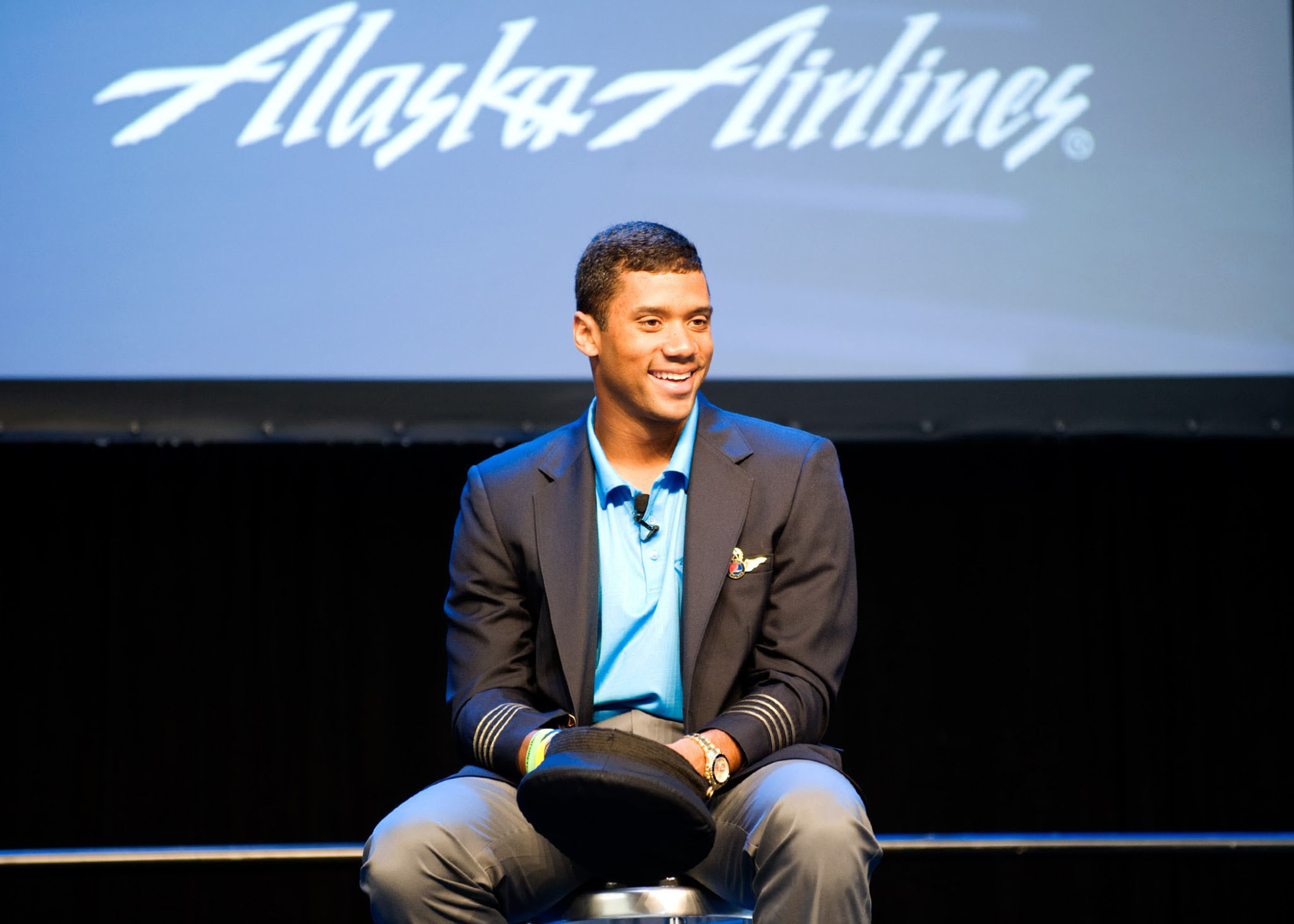 Seattle Seahawks quarterback Russell Wilson joins the Alaska Airlines team as "Chief Football Officer.". (PRNewsFoto/Alaska Airlines) (PRNewsFoto/ALASKA AIRLINES)