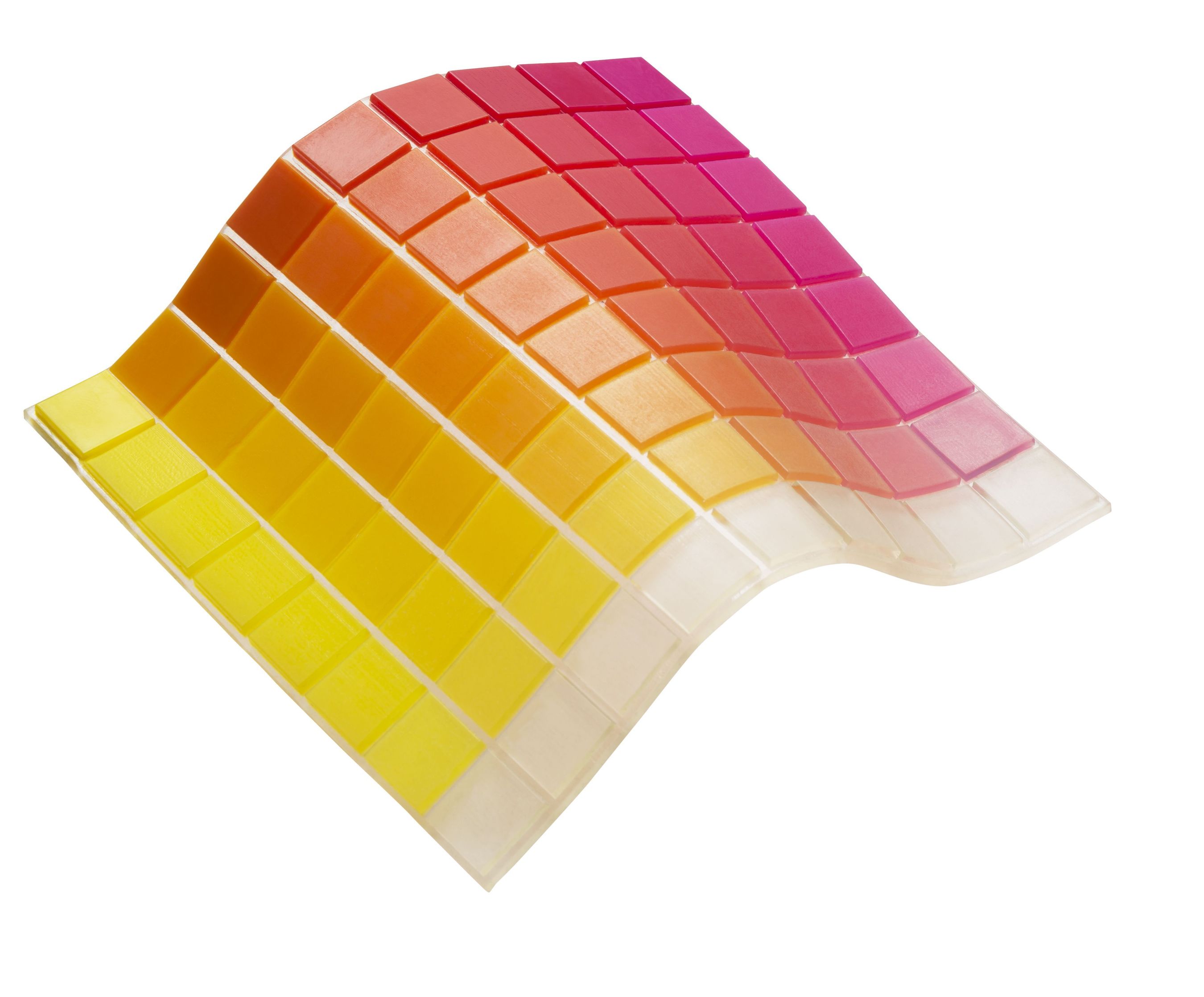 One of the six new rubber-like Tango color palettes, enabling diverse transparent to opaque colors with additional new Shore A Values, combining various degrees of flexibility & color translucency in one print job* (PRNewsFoto/Stratasys)