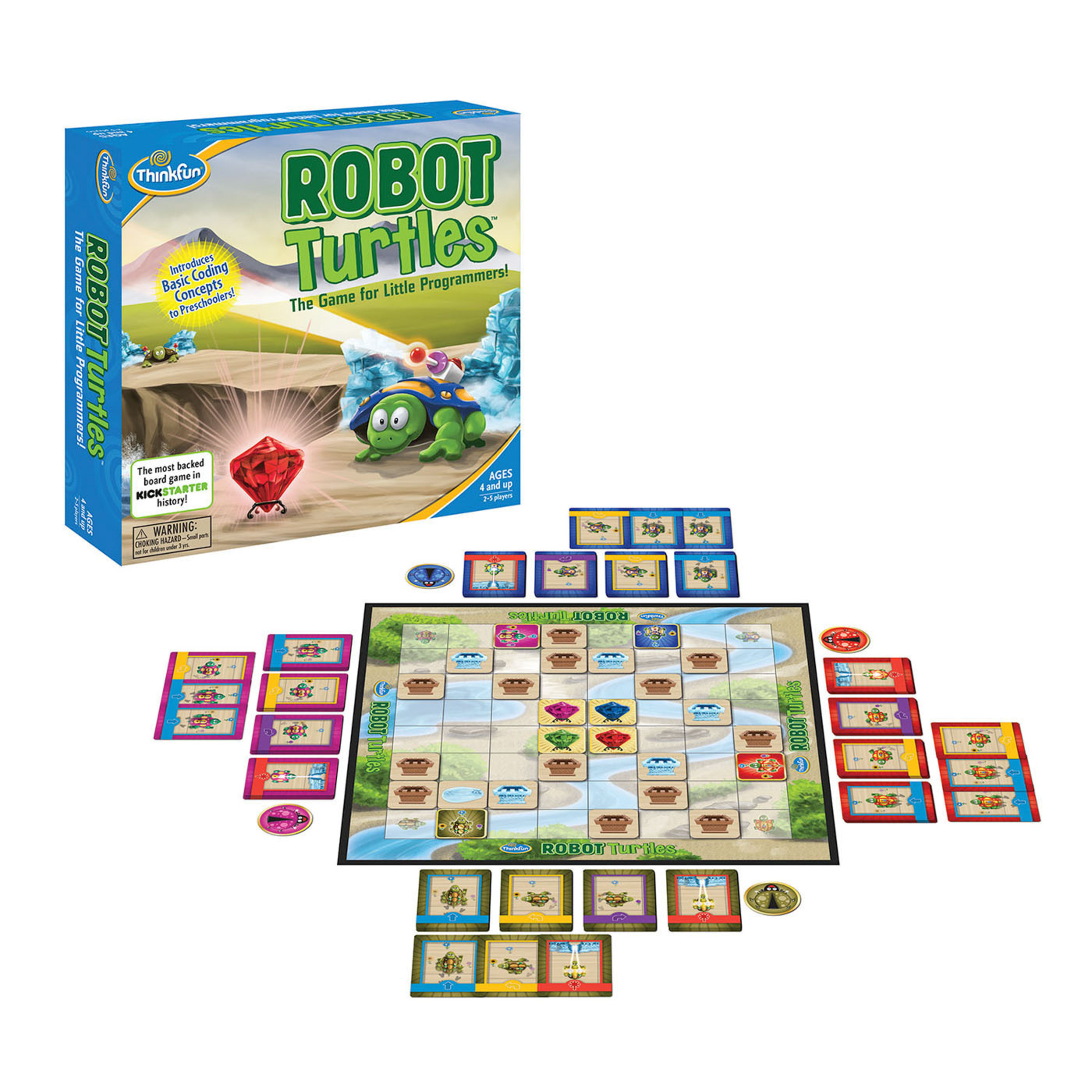 ThinkFun(R) will bring Kickstarter sensation Robot Turtles(TM), the board game for little programmers, to the market in concert with national movements supporting code literacy and STEM education. Visit ThinkFun.com/robotturtles to pre-order Robot Turtles and receive a free Special Edition Expansion Pack that doubles game play. ThinkFun is the world's leading developer of addictively fun games that sharpen your mind and best known for Laser Maze(TM), Rush Hour(R) and Zingo!(R). (PRNewsFoto/ThinkFun, Inc.) (PRNewsFoto/THINKFUN, INC.)