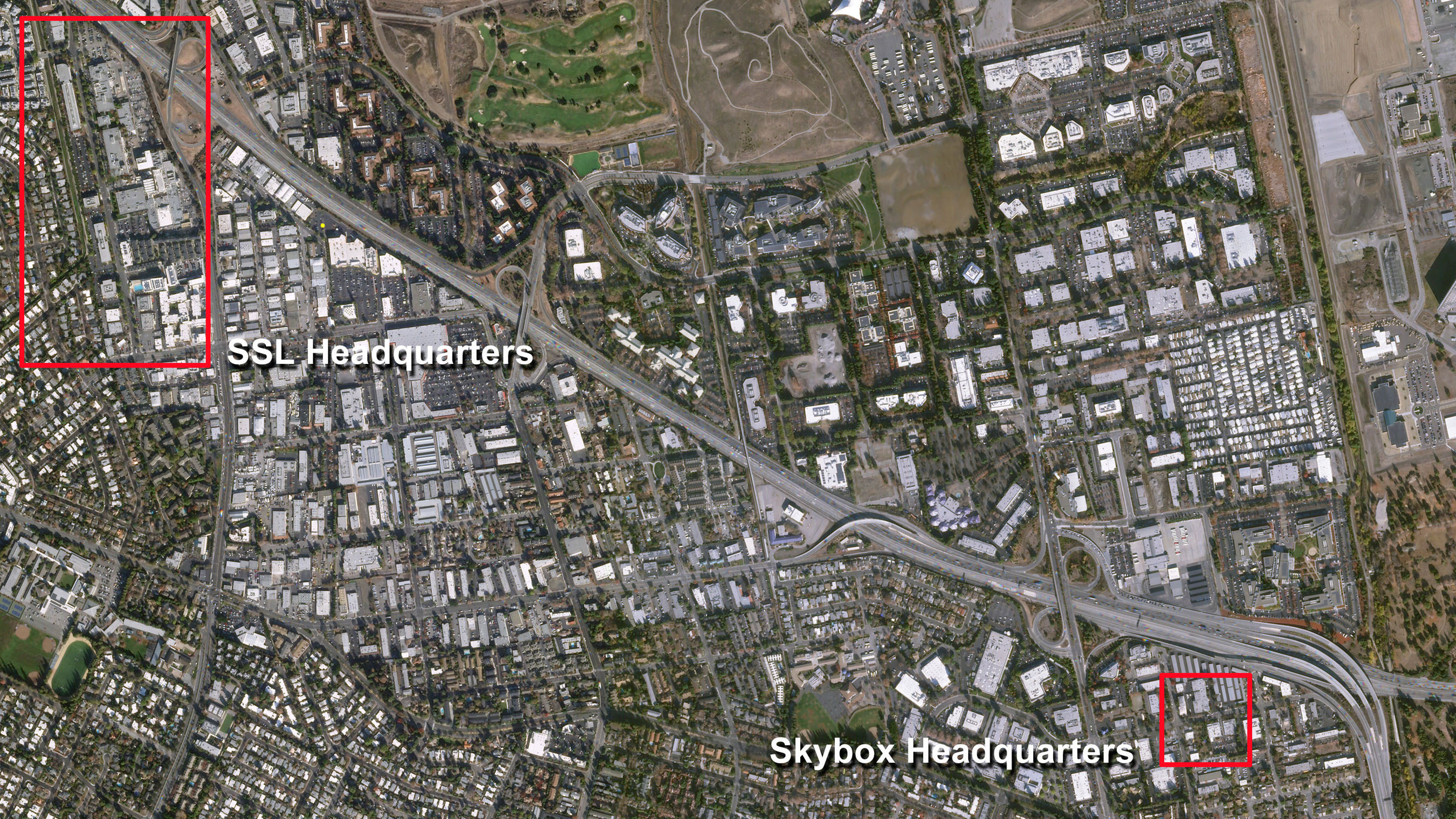 This image was captured by SkySat-1 which shows the SSL and Skybox headquarters. (PRNewsFoto/SSL) (PRNewsFoto/SSL)