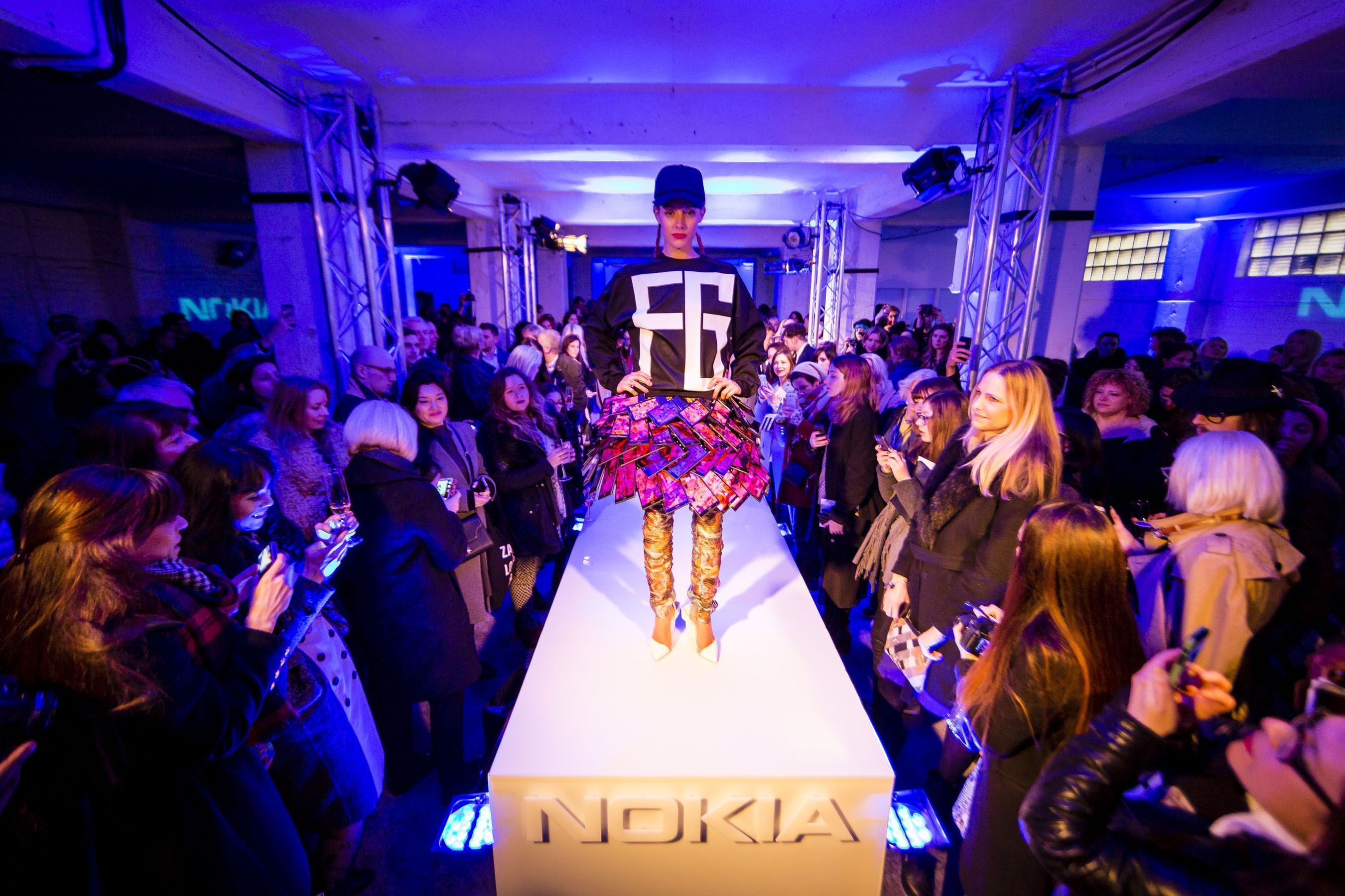 Nokia and LFW Designers Fyodor Golan reveal the world's first interactive skirt (PRNewsFoto/NOKIA)