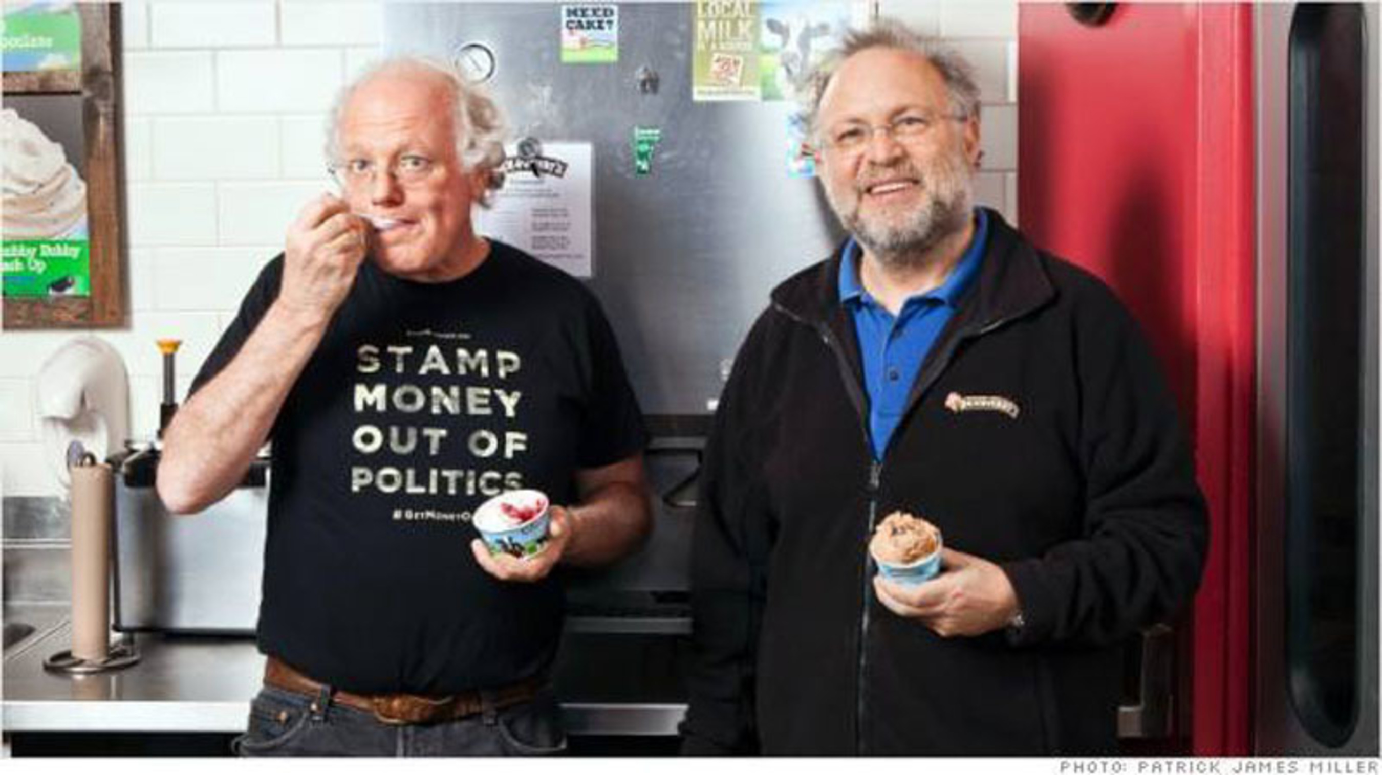 Ben Cohen (L) and Jerry Greenfield enjoy some of the ice cream bearing their names. (PRNewsFoto/THE(UN)FAIR) (PRNewsFoto/THE(UN)FAIR)