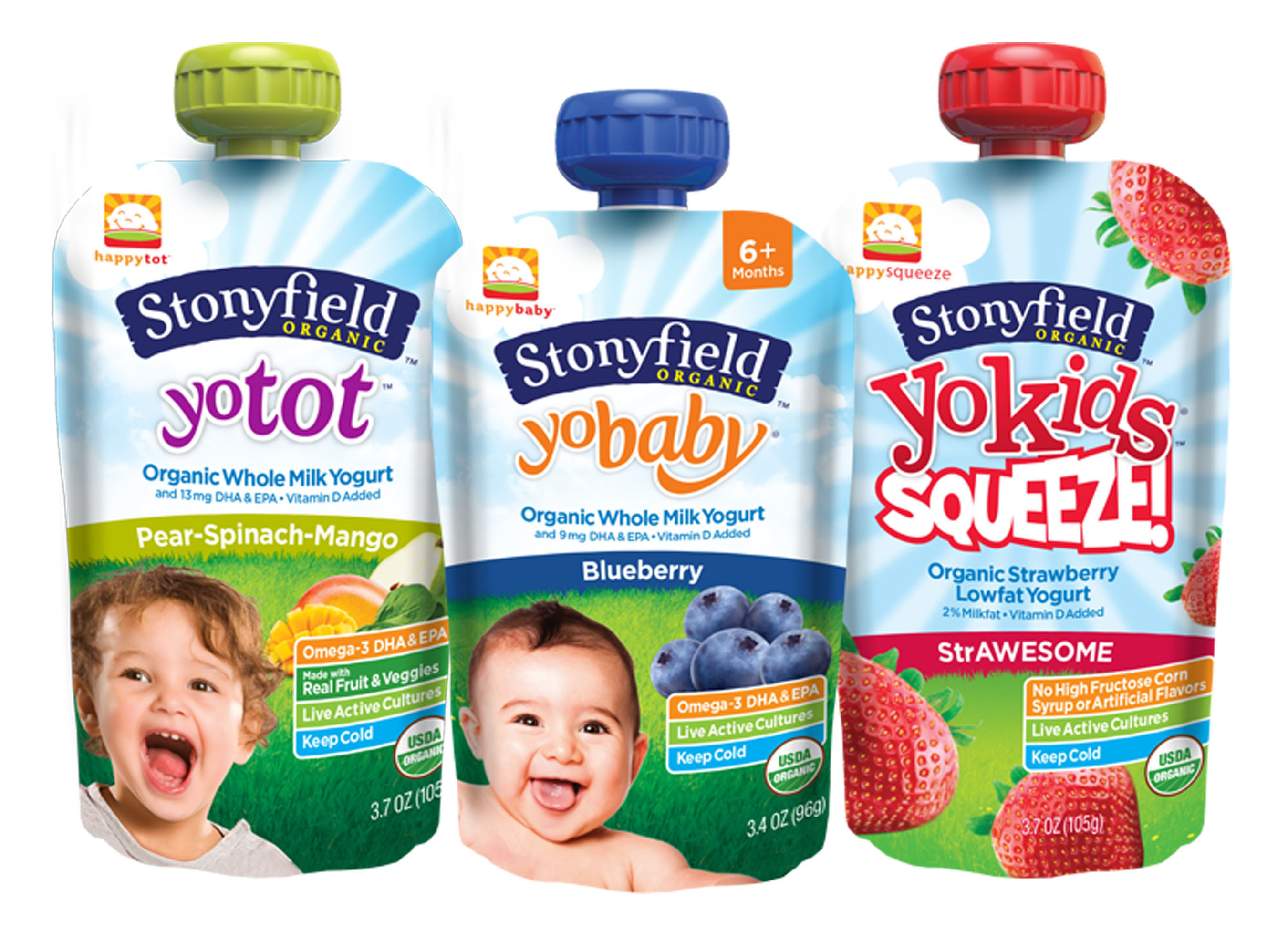 Stonyfield And Happy Family Introduce CoBranded Line Of Yogurt Pouches For Babies, Toddlers And