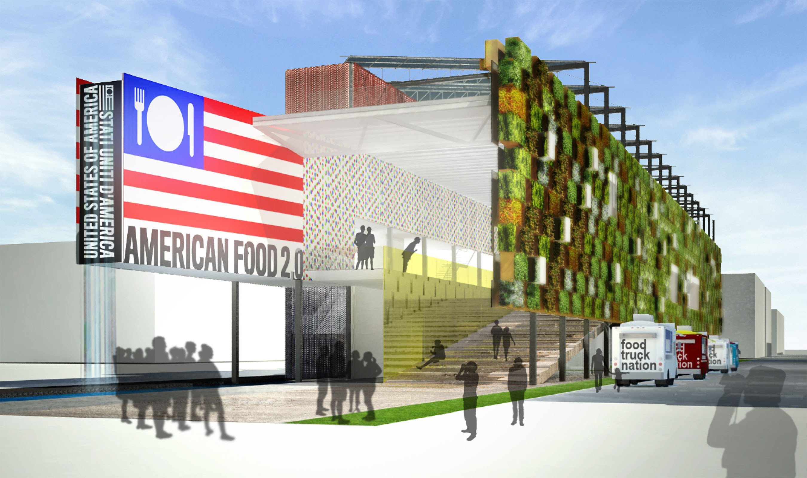 Rendering of the American Food 2.0 USA Pavilion at Expo Milano 2015; Biber Architects for Friends of the U.S. Pavilion Milano 2015 (c)2014. (PRNewsFoto/Friends of the U.S. Pavilion Milano 2015) (PRNewsFoto/FRIENDS OF US PAVILION MILANO)