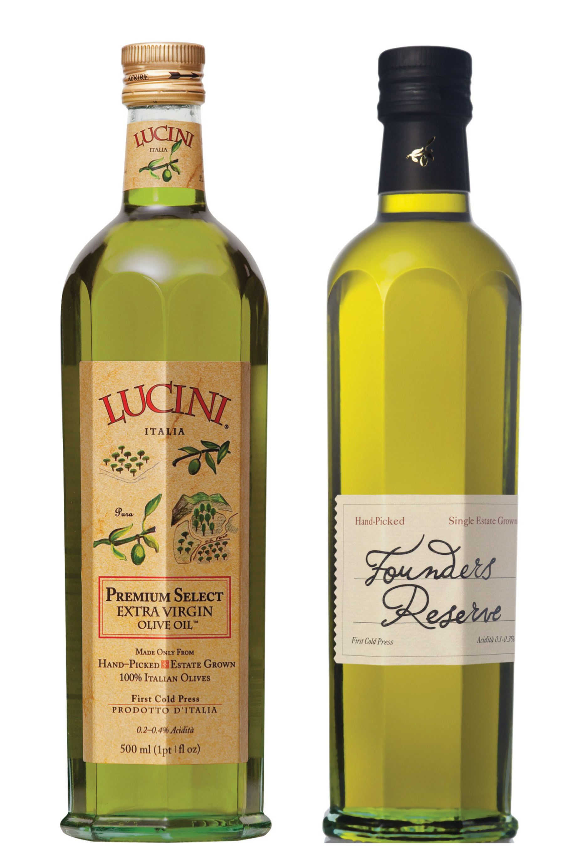 Lucini Premium Select Extra Virgin Olive Oil and Founders Reserve Premium Select Extra Virgin Olive Oil were honored with Gold Medals at the prestigious 2014 New York International Olive Oil Competition. (PRNewsFoto/Lucini Italia)