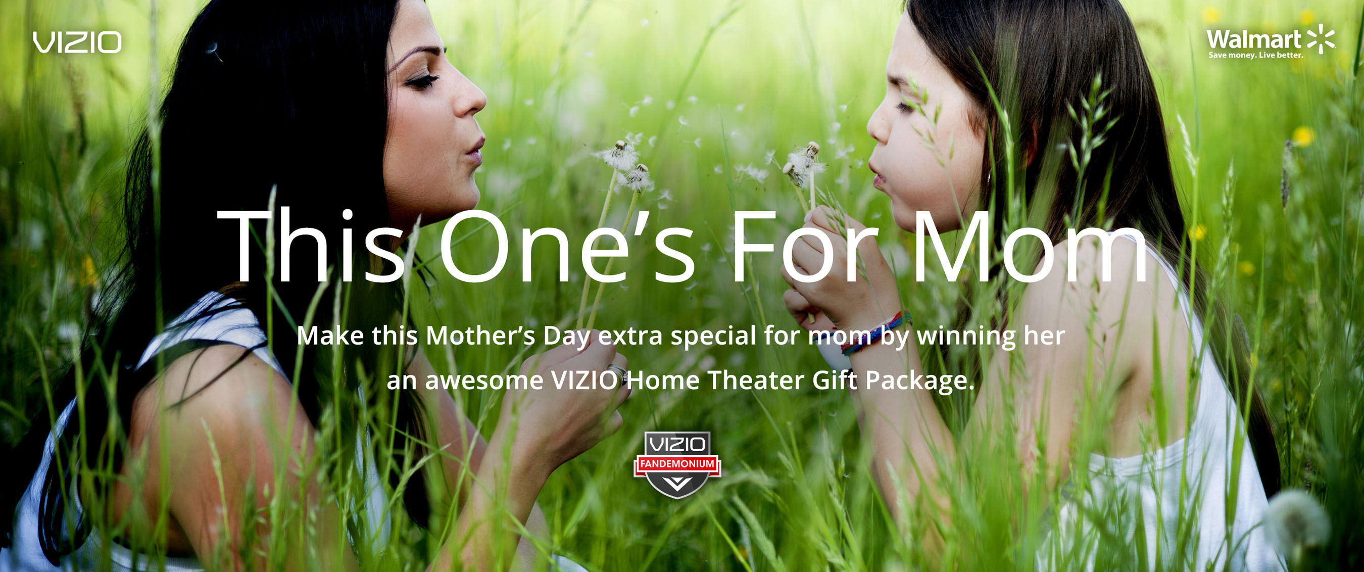 In partnership with Walmart, VIZIO announced today the "This One's For Mom" contest, giving family members the chance to pay tribute to their moms this Mother's Day. (PRNewsFoto/VIZIO, Inc.) (PRNewsFoto/VIZIO_ INC_)