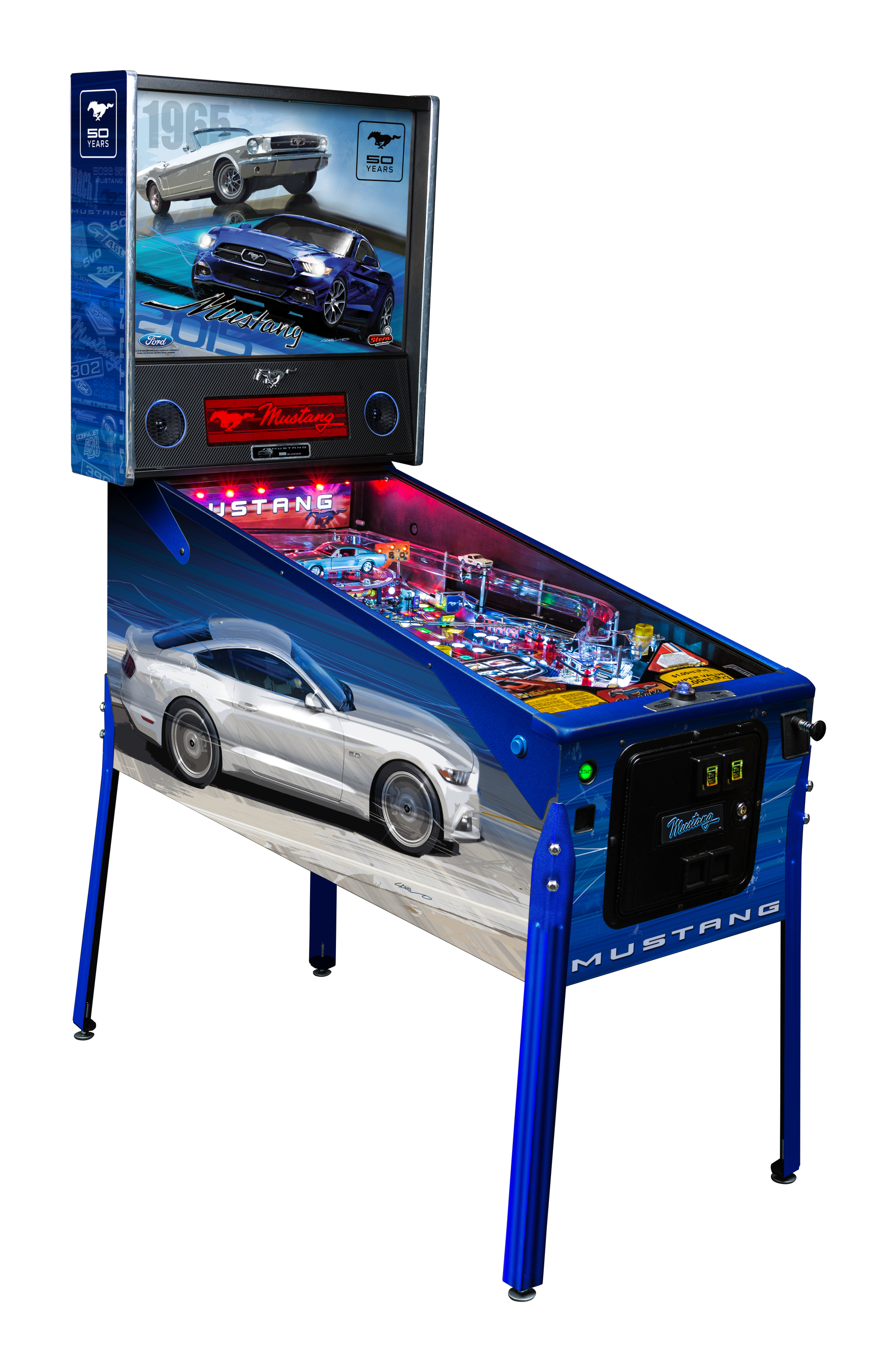 Stern Pinball Unveils "Top Secret" Images of the 50-Years-of-Mustang Limited Edition: The "50 Years" LE joins Stern's Boss Mustang Premium and Mustang Pro models to complete the Mustang Pinball line.  (PRNewsFoto/Stern Pinball, Inc.)