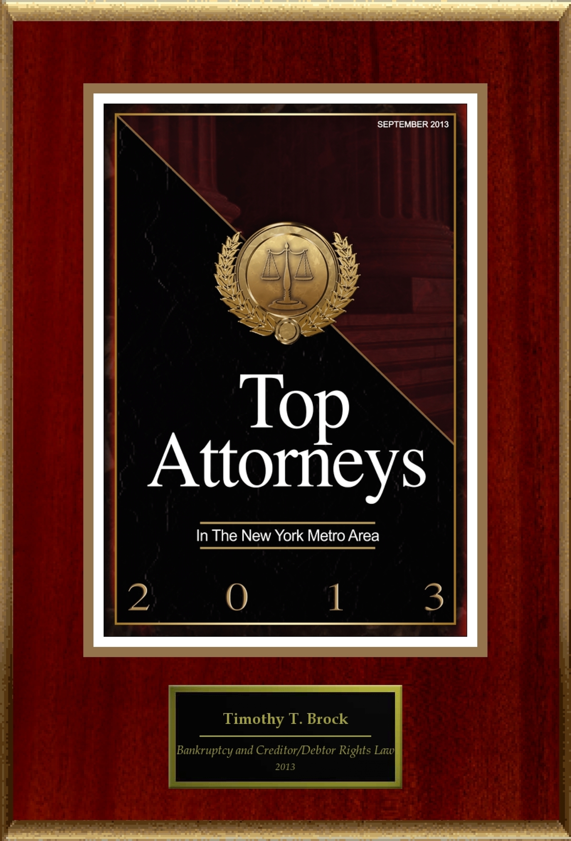 Attorney Timothy T. Brock Selected for List of Top Rated Lawyers in NY. (PRNewsFoto/American Registry)
