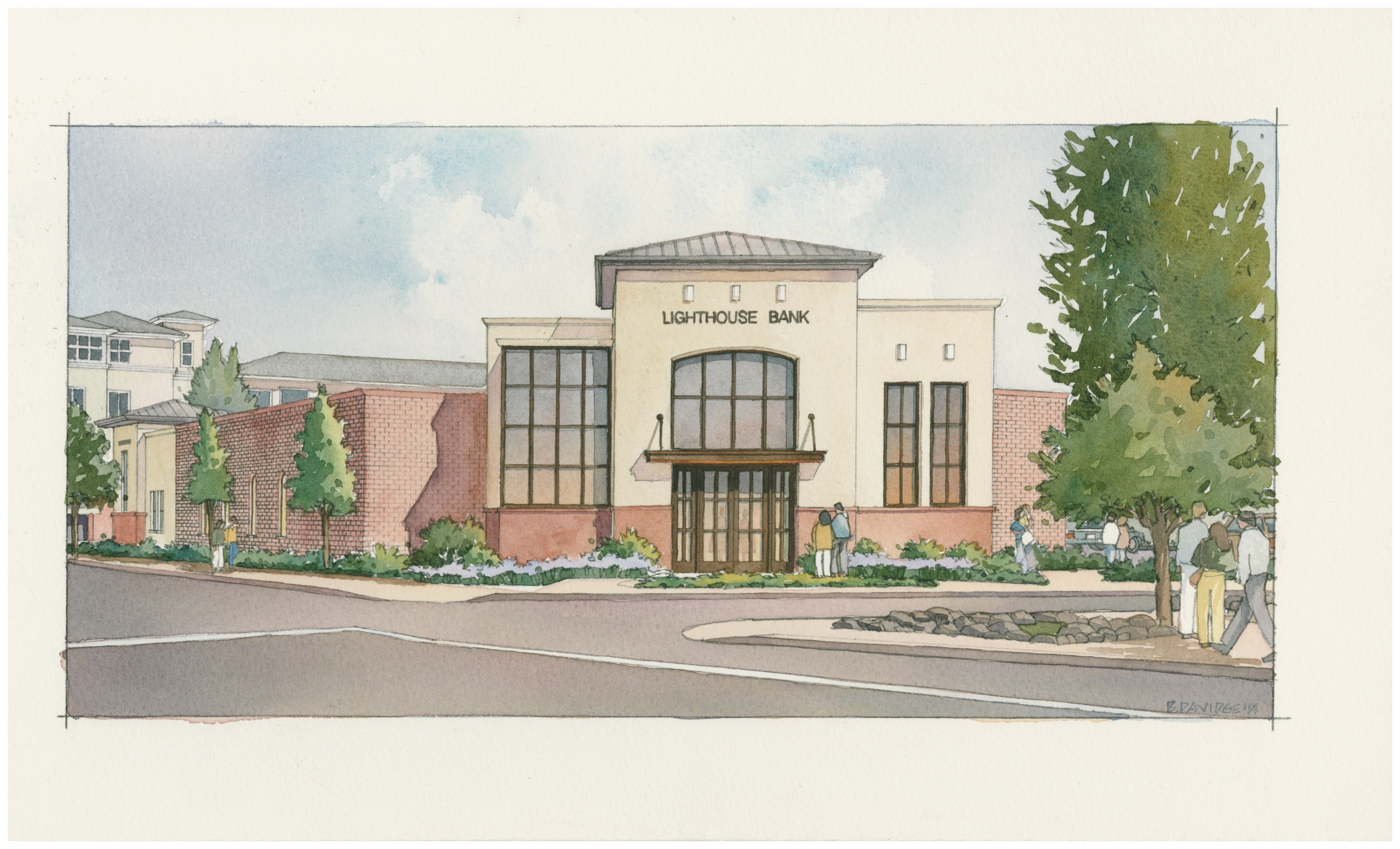 Artist's rendering of Lighthouse Bank's future headquarters located at 2020 N. Pacific Avenue, in downtown Santa Cruz, Calif. Site plans and improvements are underway and construction is anticipated to begin in early 2015. (PRNewsFoto/Lighthouse Bank)