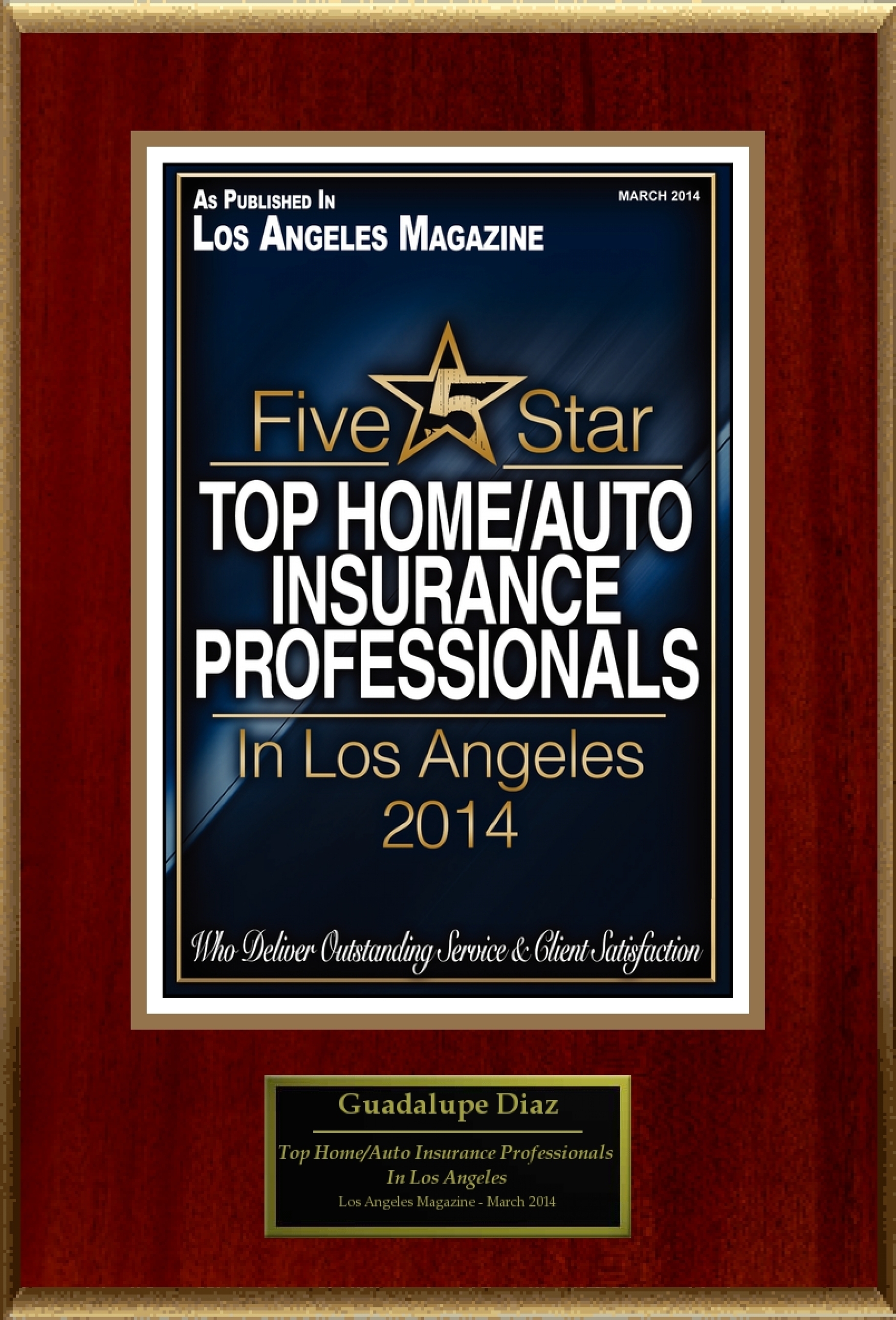 Guadalupe Diaz Selected For "Top Home/Auto Insurance Professionals In Los Angeles" (PRNewsFoto/American Registry )