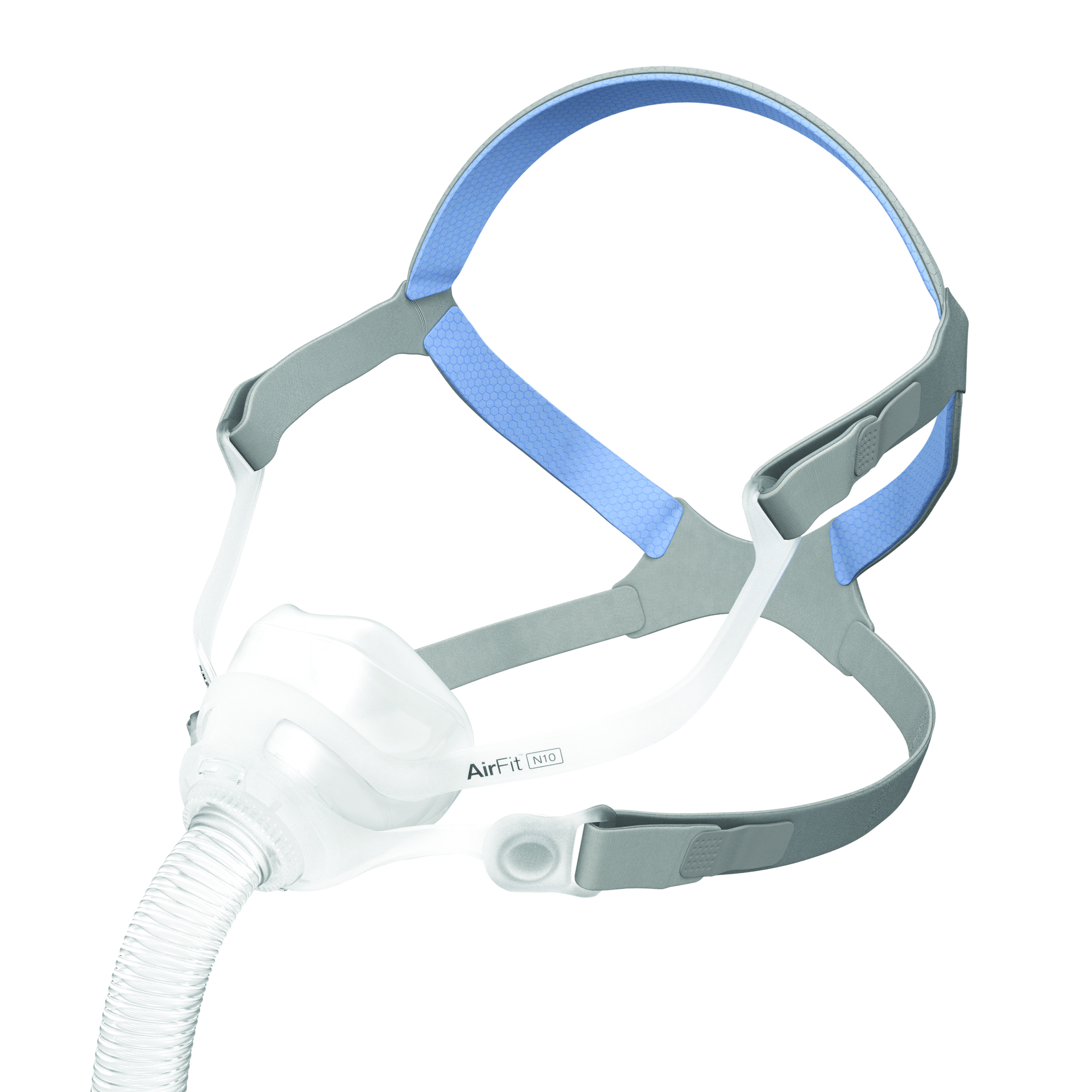 The lightweight AirFit N10 is a compact nasal mask that offers patients a clear line of sight.   (PRNewsFoto/ResMed Inc.)