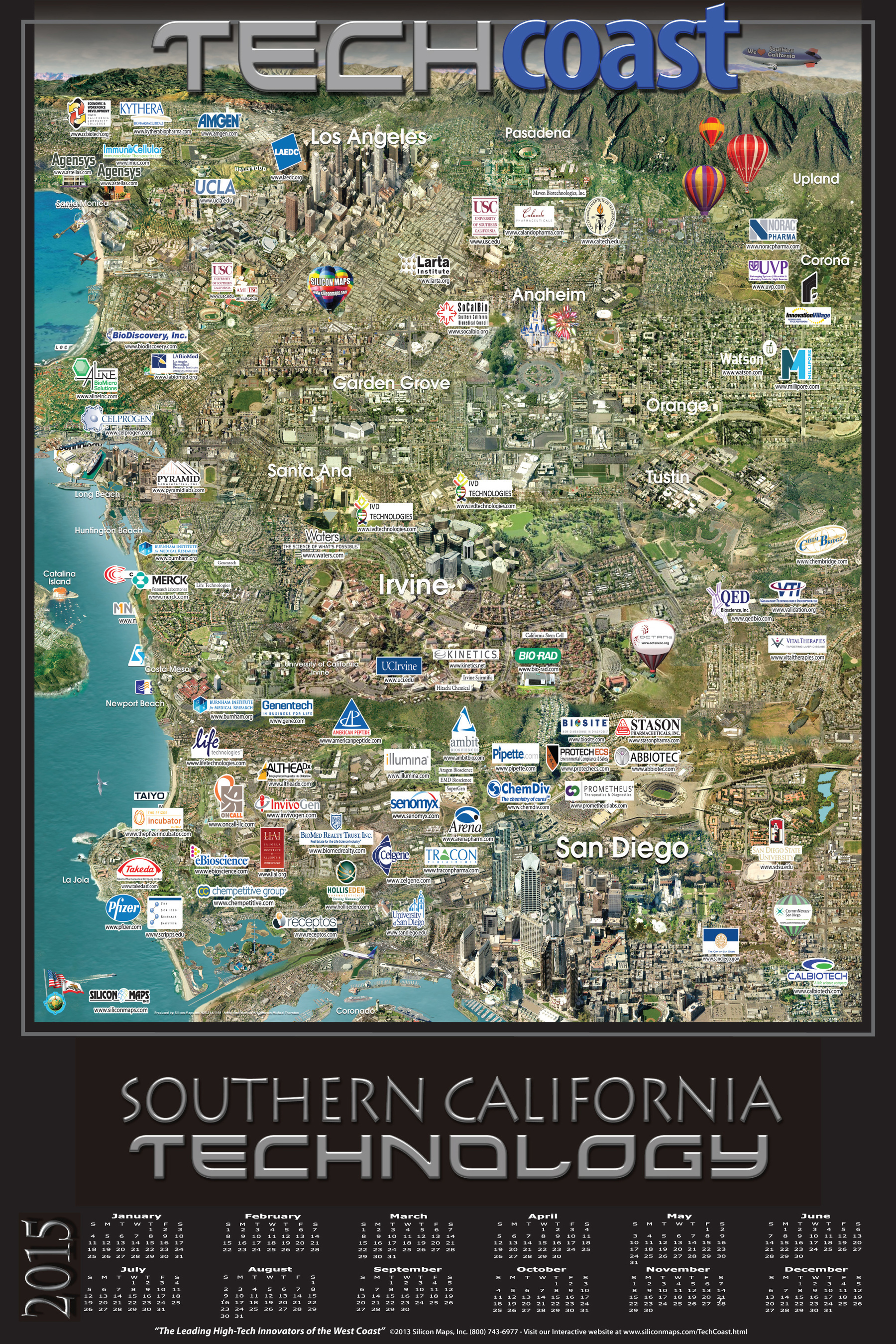 Tech Coast - Silicon Beach - Southern California Technology (PRNewsFoto/Silicon Maps, Inc.)