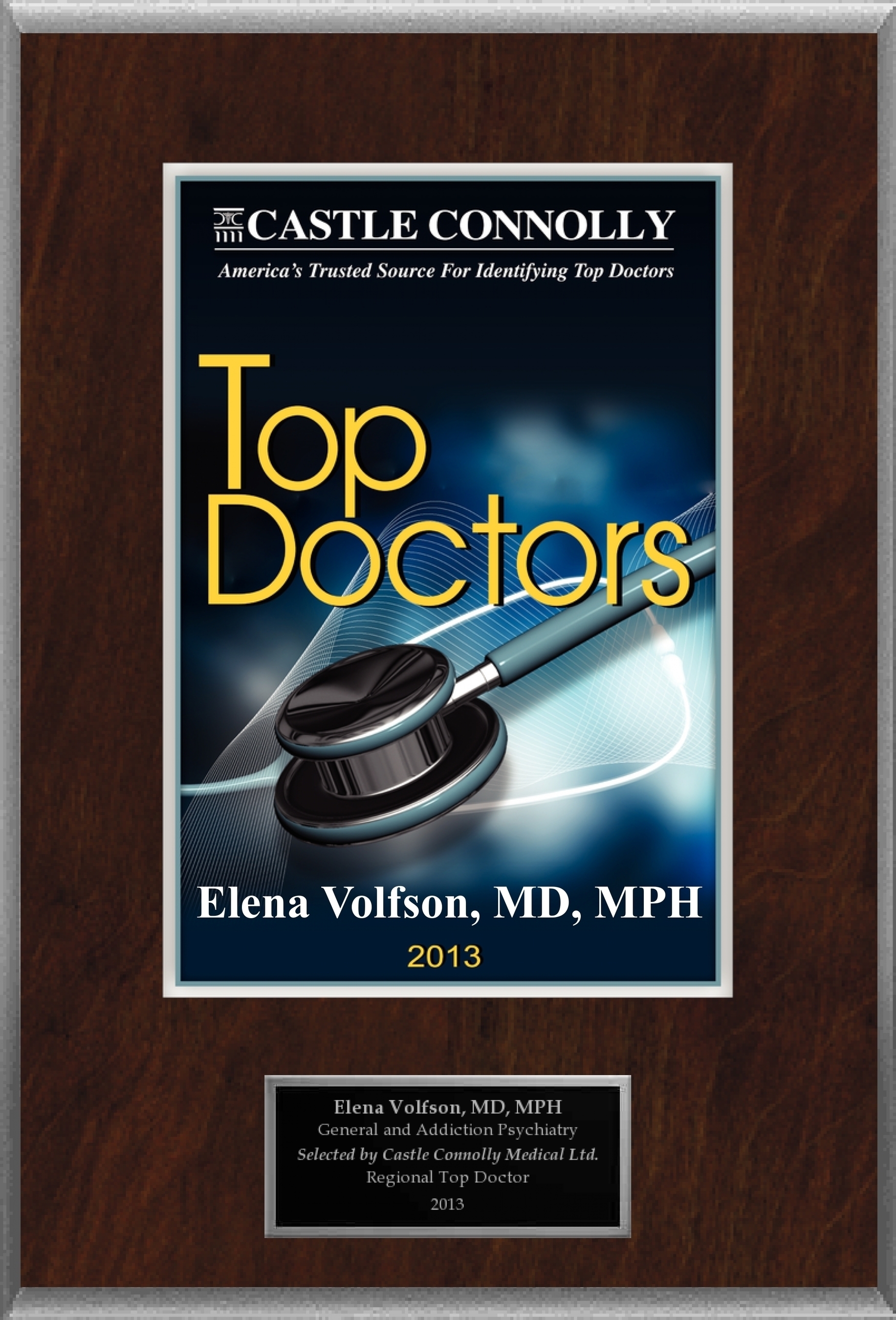 Dr. Elena Volfson, MD, MPH is recognized among Castle Connolly's Top Doctors(R) for Haverford, PA region in 2013. (PRNewsFoto/American Registry)
