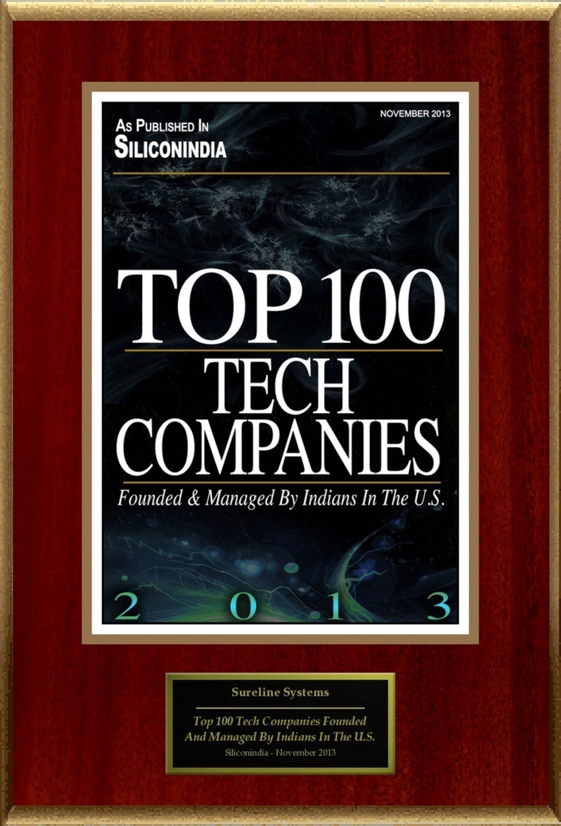 Sureline Systems Selected For ''Top 100 Tech Companies Founded And Managed By Indians In The U.S.'' (PRNewsFoto/Sureline Systems)