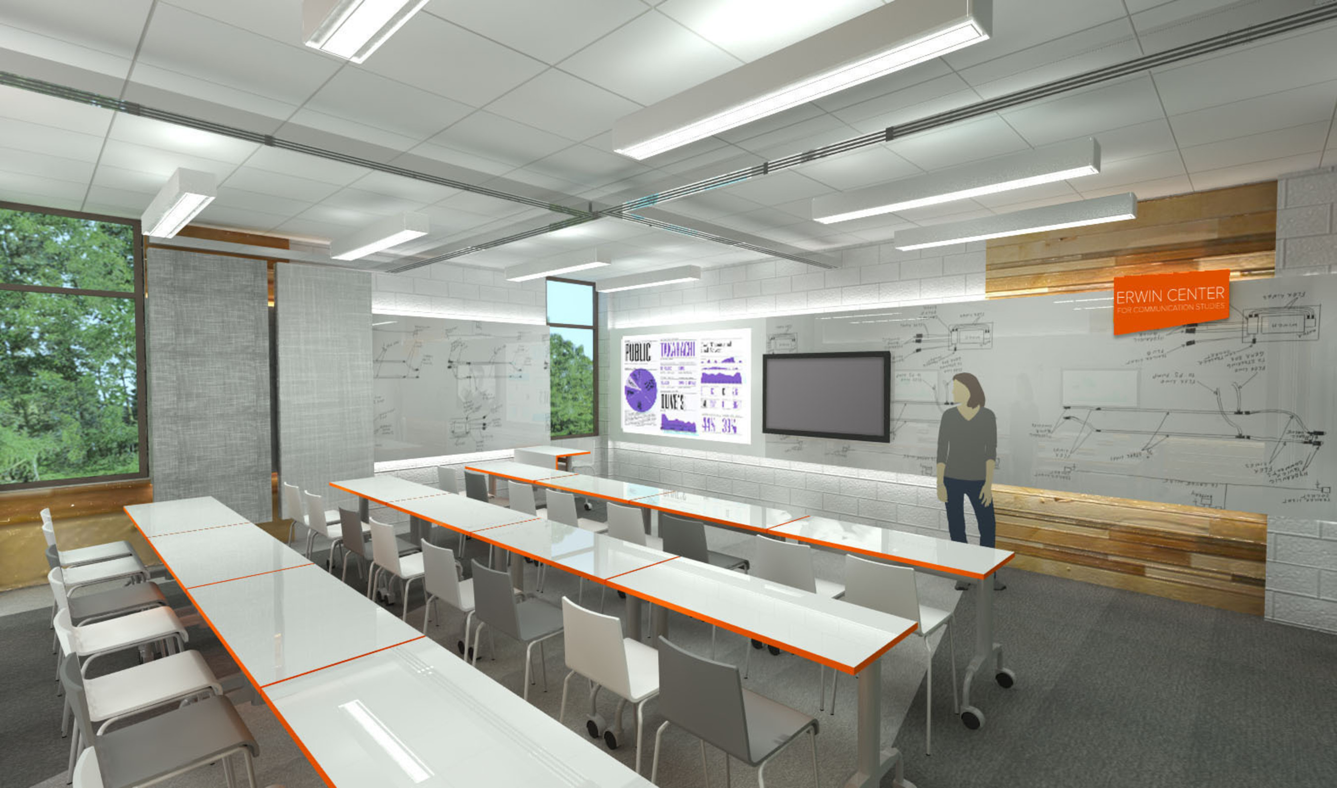 Rendering of new classroom space showcases the latest technology, including video-conferencing capability so students can communicate with industry professionals. (PRNewsFoto/Erwin Penland)