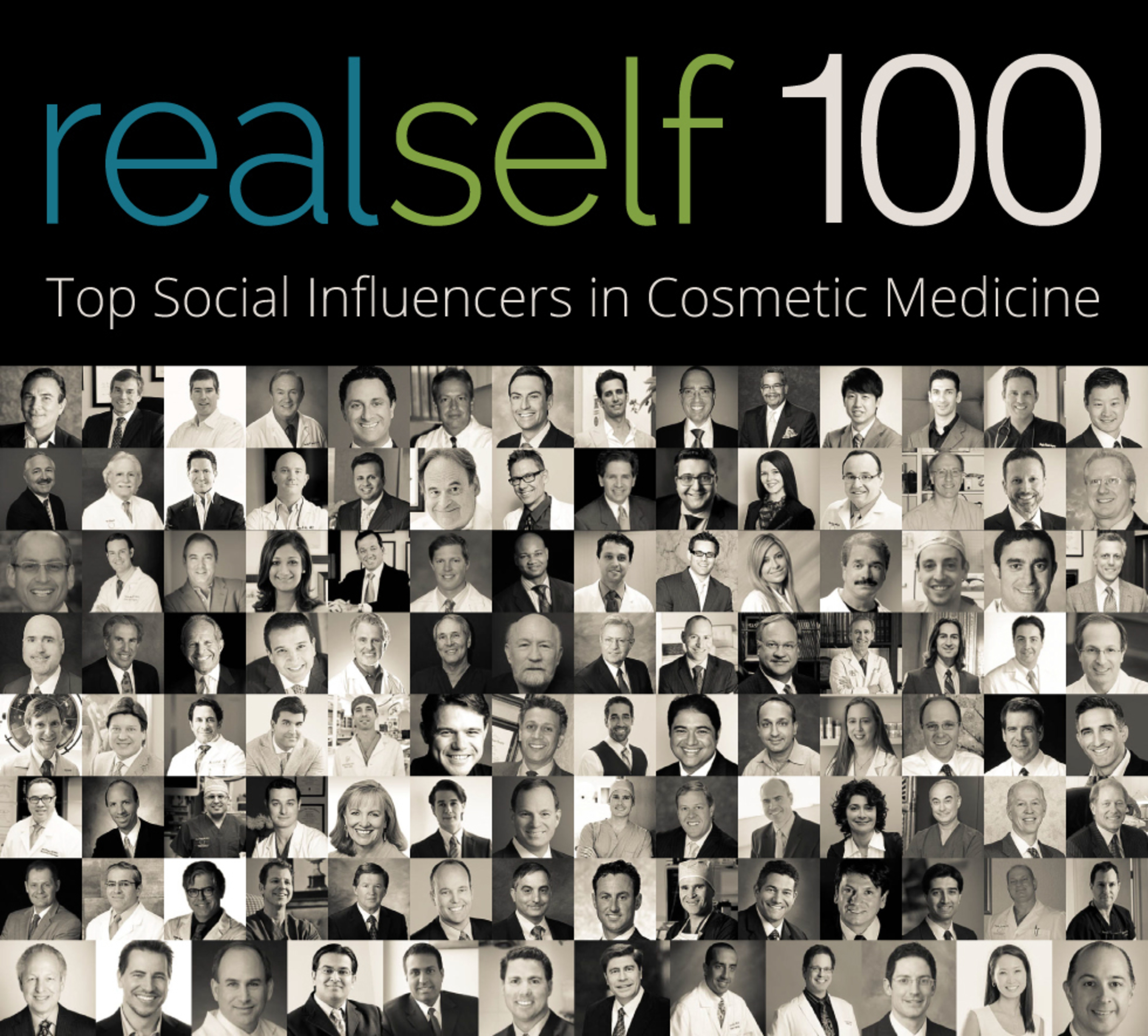 Meet the Top 100 Social Media Influencers in Cosmetic Medicine. The RealSelf 100 Recognizes Leading Plastic Surgeons, Facial Plastic Surgeons and Dermatologists for Dedication to Consumer Education.  (PRNewsFoto/RealSelf)