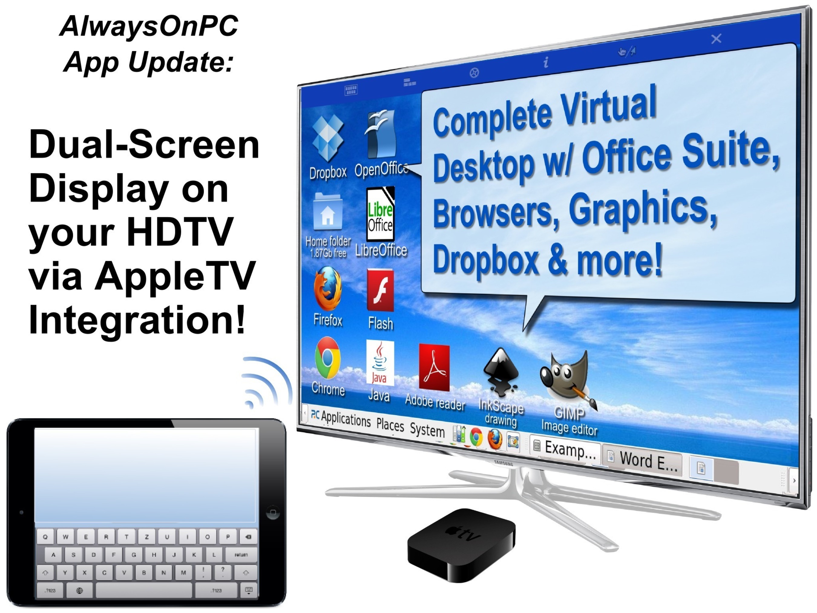 AlwaysOnPC with Apple TV Dual-Screen Display. (PRNewsFoto/Xform Computing, Inc.)