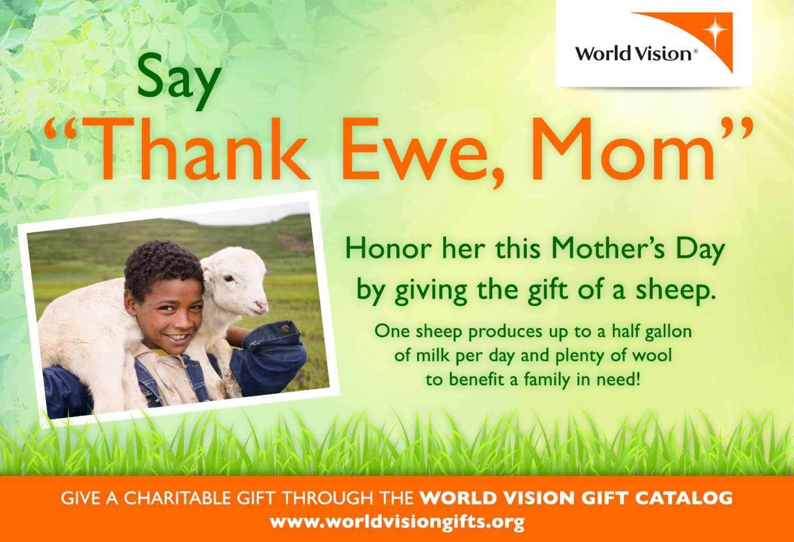 Donors Say "Thank Ewe, Mom" with Sheep in Her Honor (PRNewsFoto/World Vision)