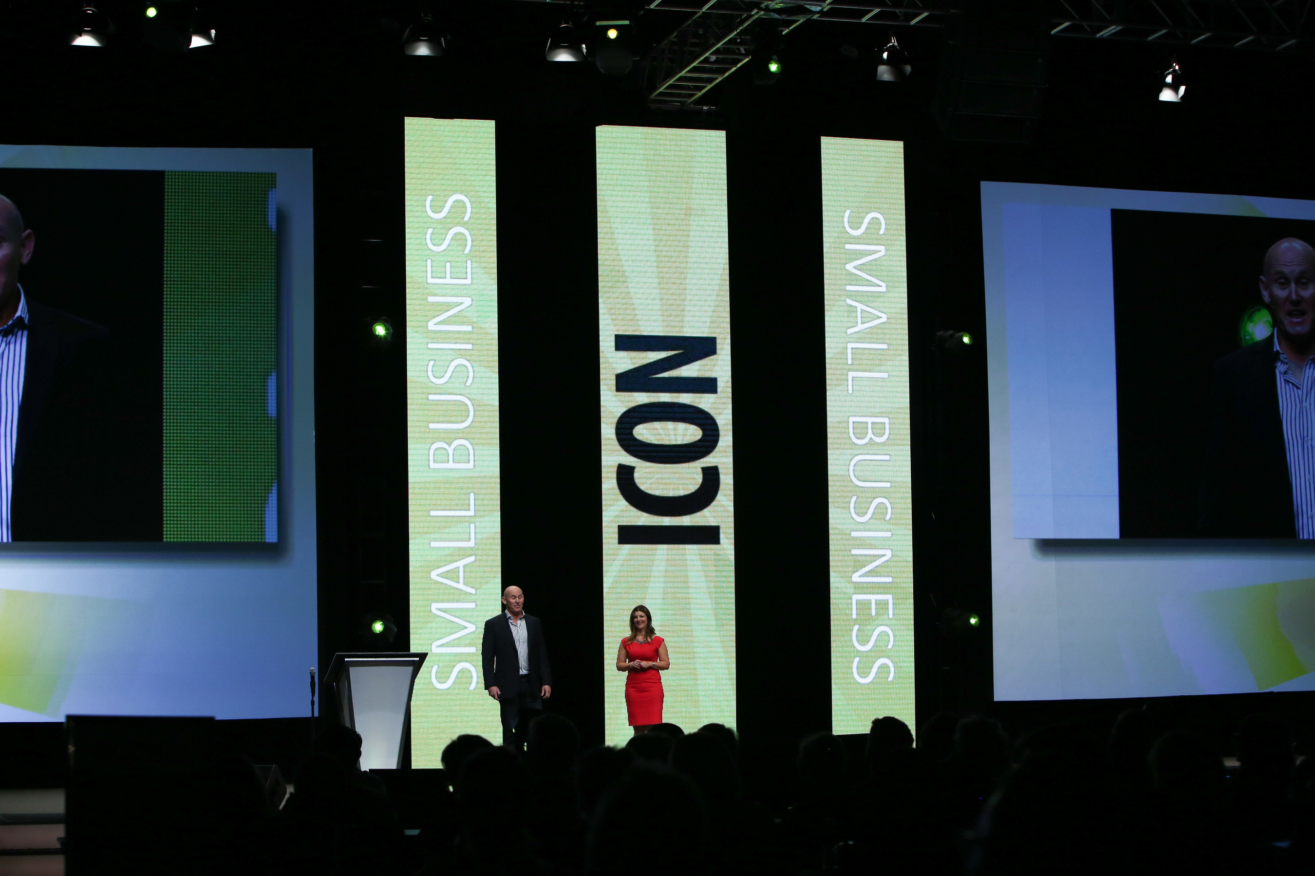 Cleancorp Co-Founders, Lisa and Hamish Macqueen, onstage at ICON14. (PRNewsFoto/Infusionsoft)