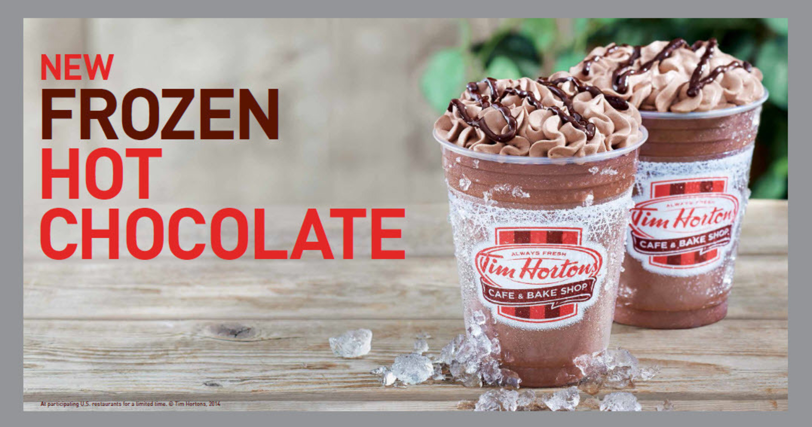 Tim Hortons Cafe & Bake Shop has launched its official drink of summer Frozen Hot Chocolate available in U.S restaurants. (PRNewsFoto/Tim Hortons)