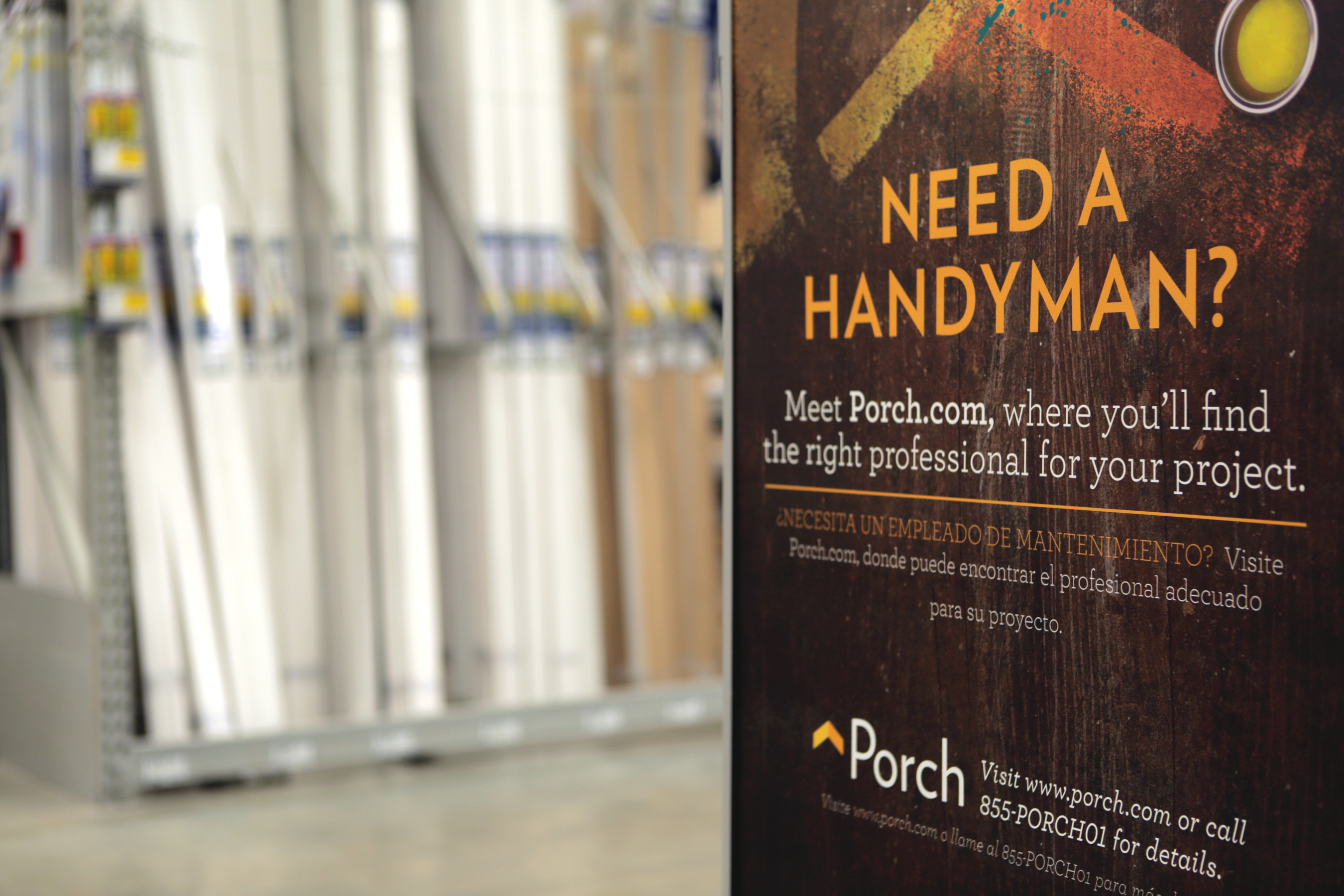Every Lowe's store in the country now features Porch as the in-store resource to help homeowners find the right home improvement professionals for nearly any project outside of Lowe's current installation services. (PRNewsFoto/Lowe's Companies, Inc.)