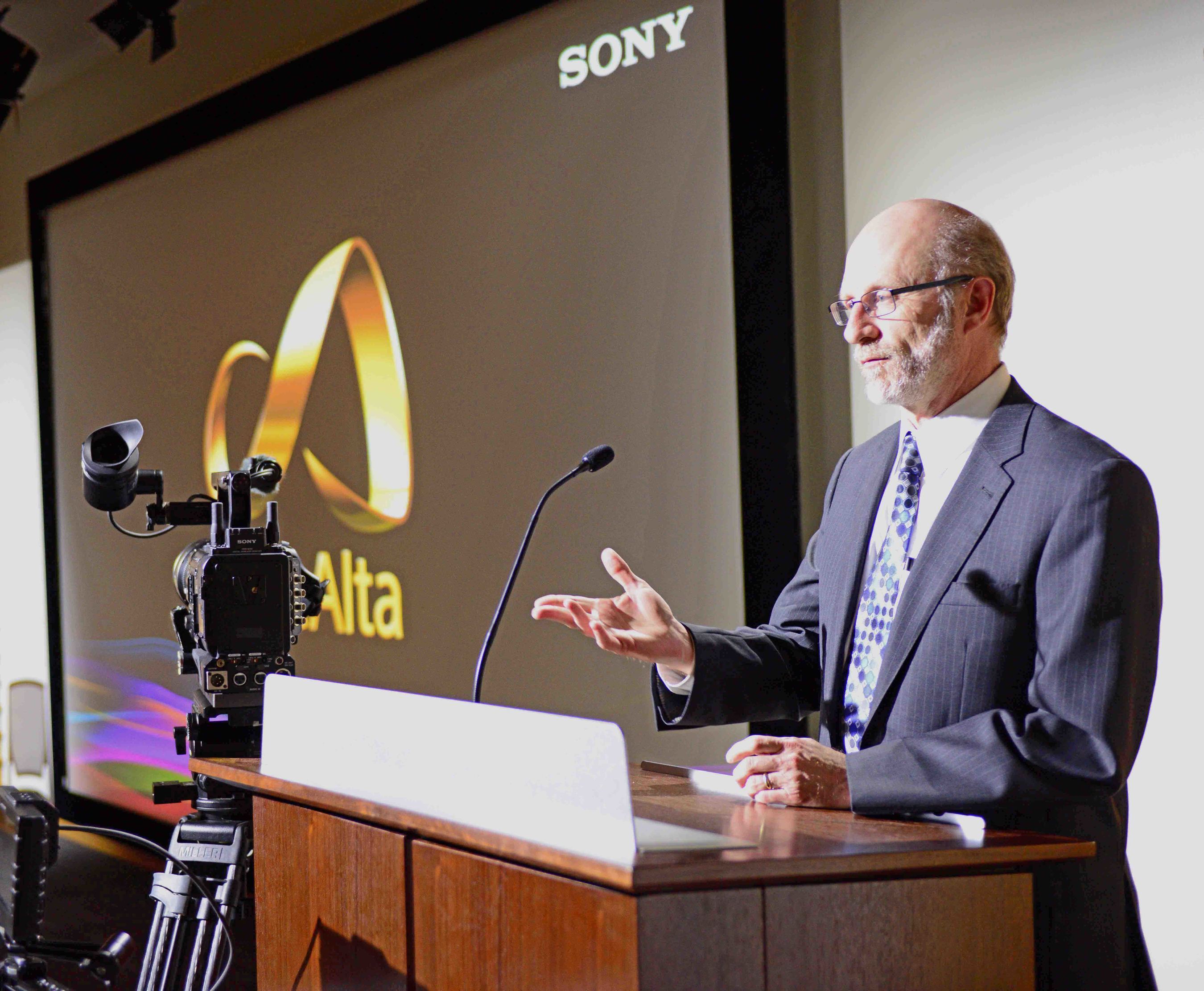 Sony Electronics and American University announced a new technology collaboration to outfit the universityÃ¢â‚¬â„¢s newly restored McKinley Building and School of Communication with a range of Sony production equipment. Shown here is Jeffrey Rutenbeck, Dean, American University School of Communication, at an event last night to unveil the new facility and highlight the Sony technology being used. (PRNewsFoto/Sony Electronics) (PRNewsFoto/Sony Electronics)