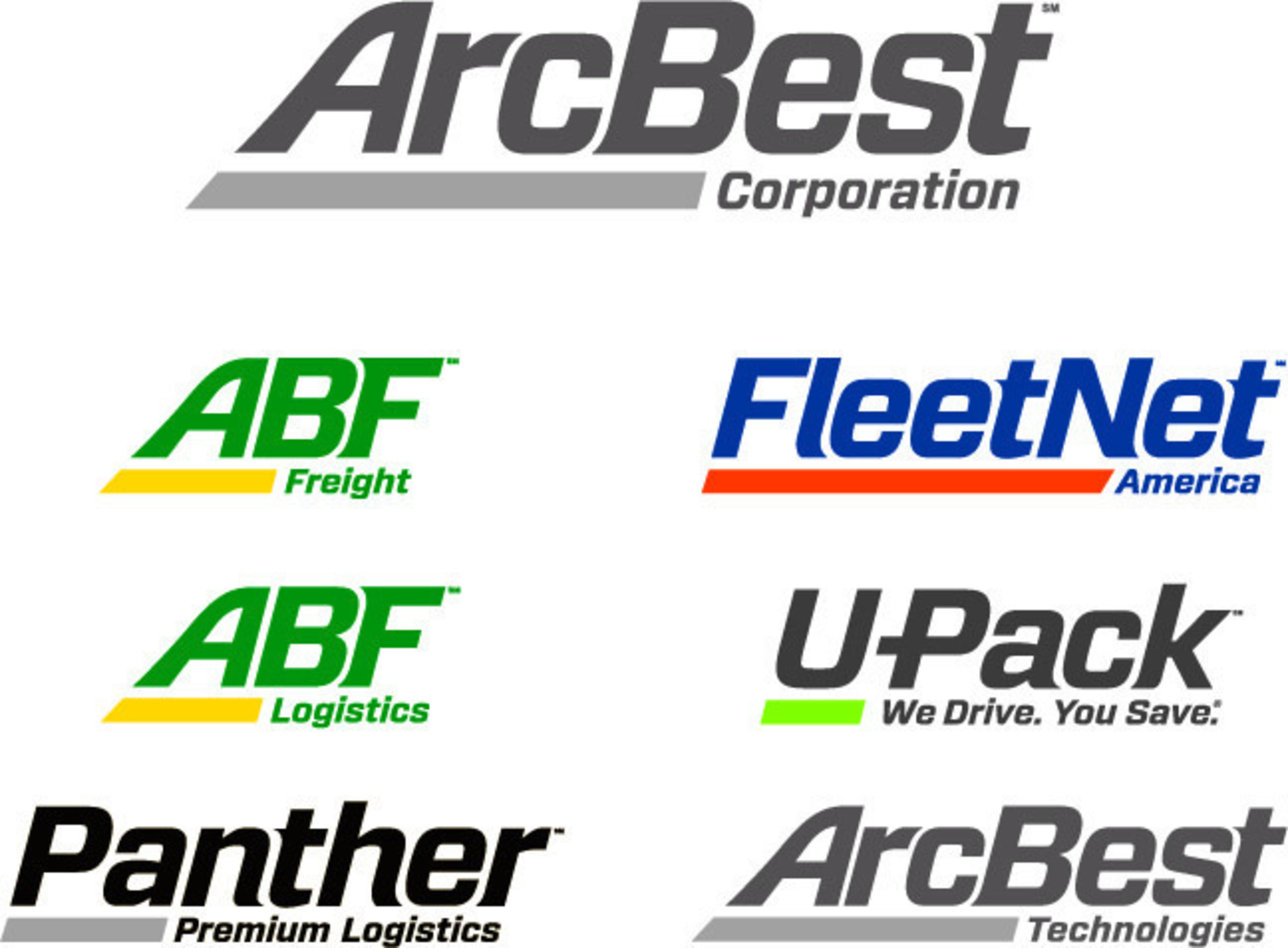 ArcBest Corporation family of logos. (PRNewsFoto/Arkansas Best Corporation)