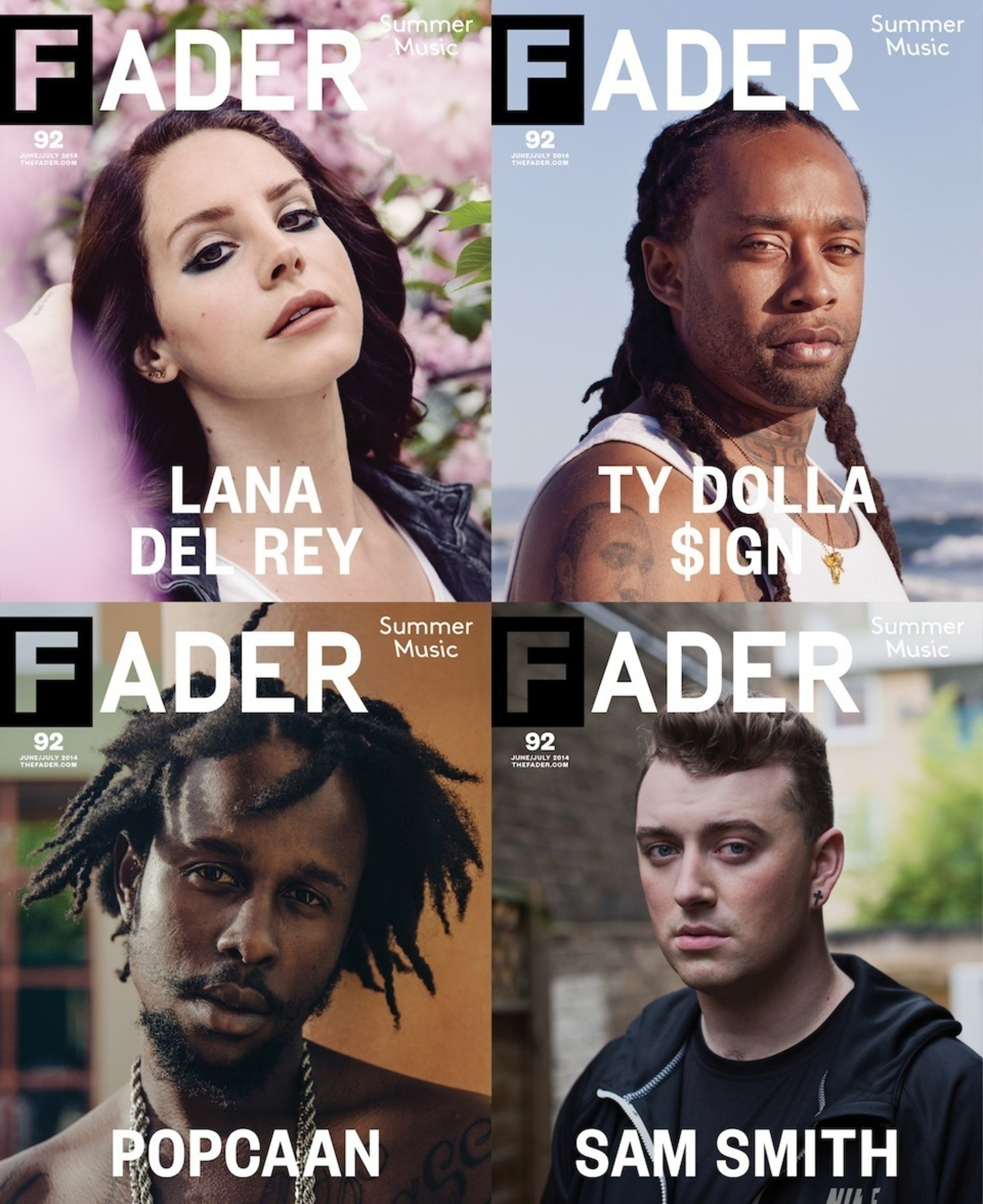 The FADER Releases Four-Cover Summer Music Issue Featuring Exclusive Interviews With Lana Del Rey, Sam Smith, And More (PRNewsFoto/The FADER)