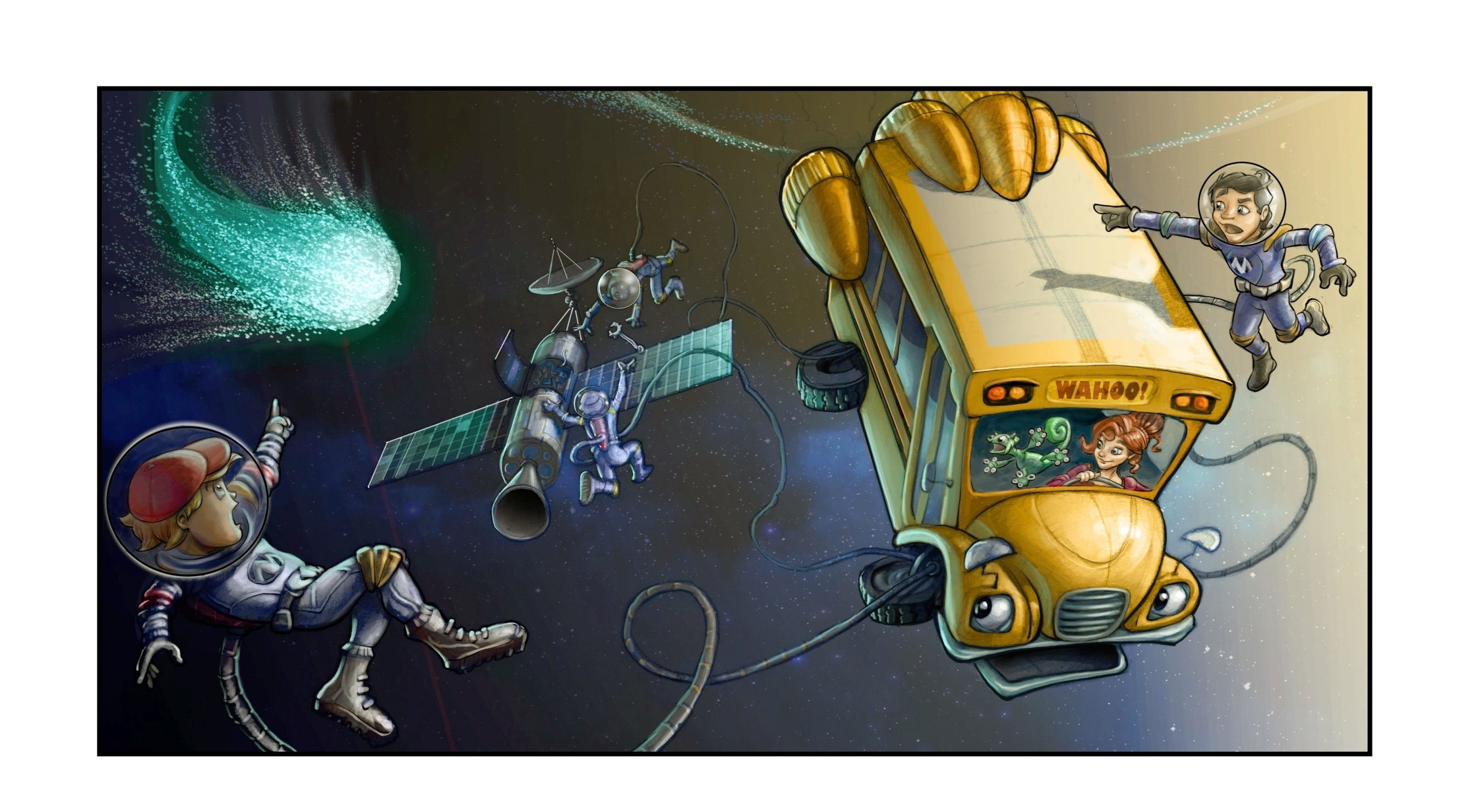 Early concept art for The Magic School Bus 360 degrees, an original new CG animated TV series from Scholastic Media, launching on Netflix in 2016. The series will be a dynamic reimagining of Scholastic Media’s groundbreaking and iconic The Magic School Bus, which revolutionized kids’ television starting in the 1990s. Early Concept Art © Scholastic Entertainment Inc 2014 All Rights Reserved. (PRNewsFoto/Netflix)