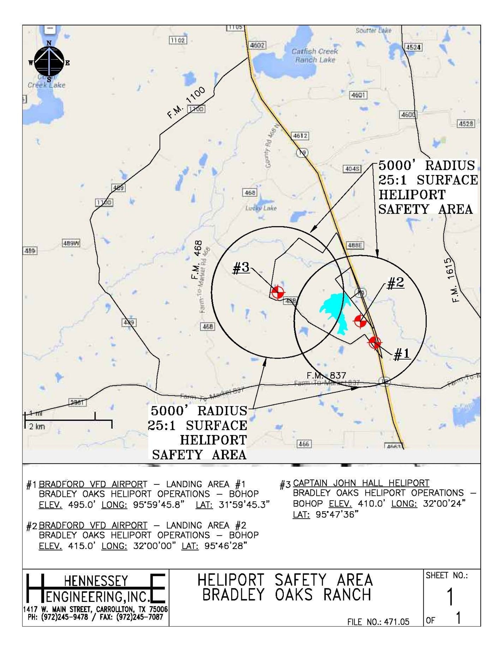Map of new Anderson County heliport locations (PRNewsFoto/Bradley Oaks Ranch)