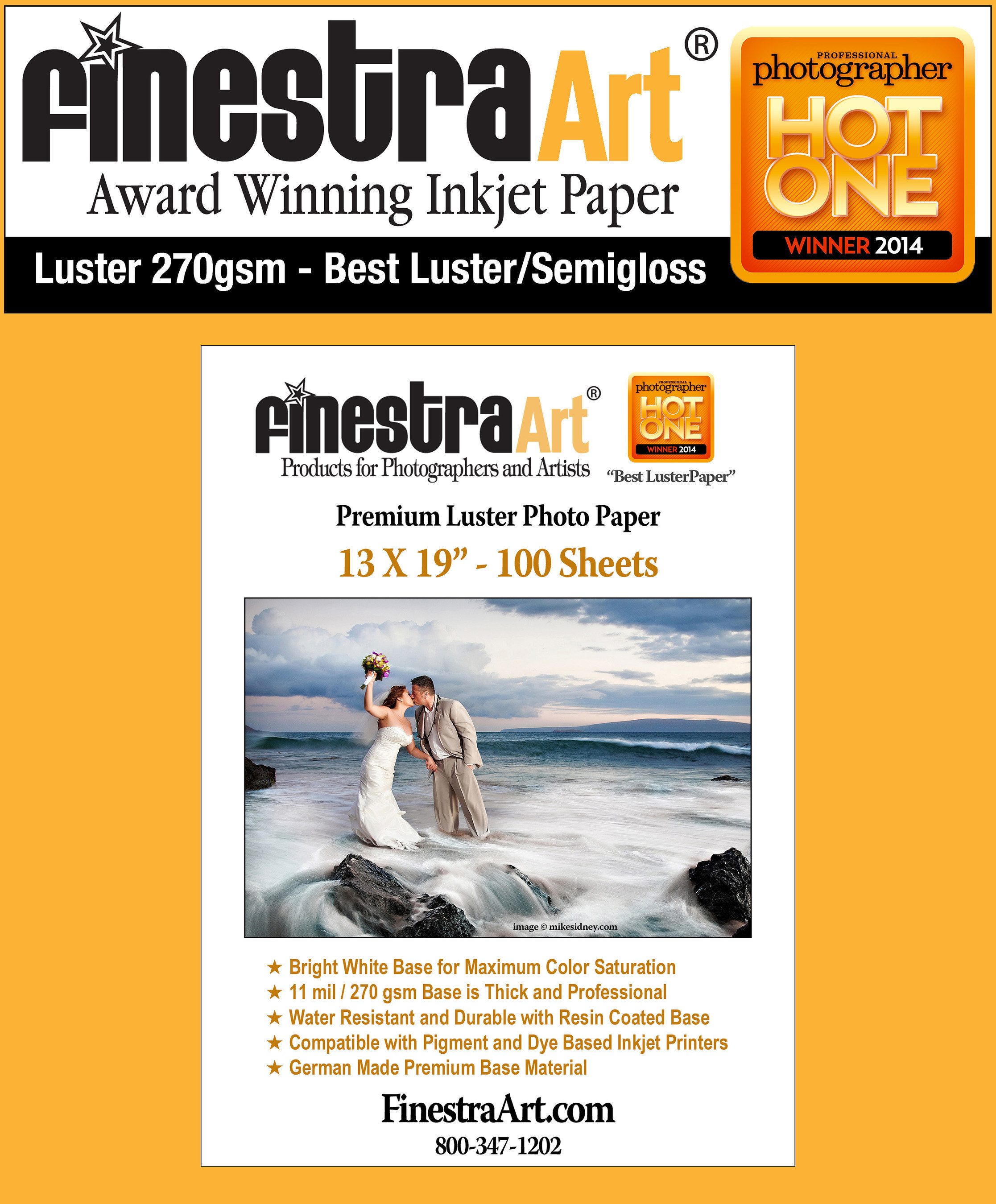 16 X 20 Premium Luster Inkjet Photo Paper - 50 Sheets