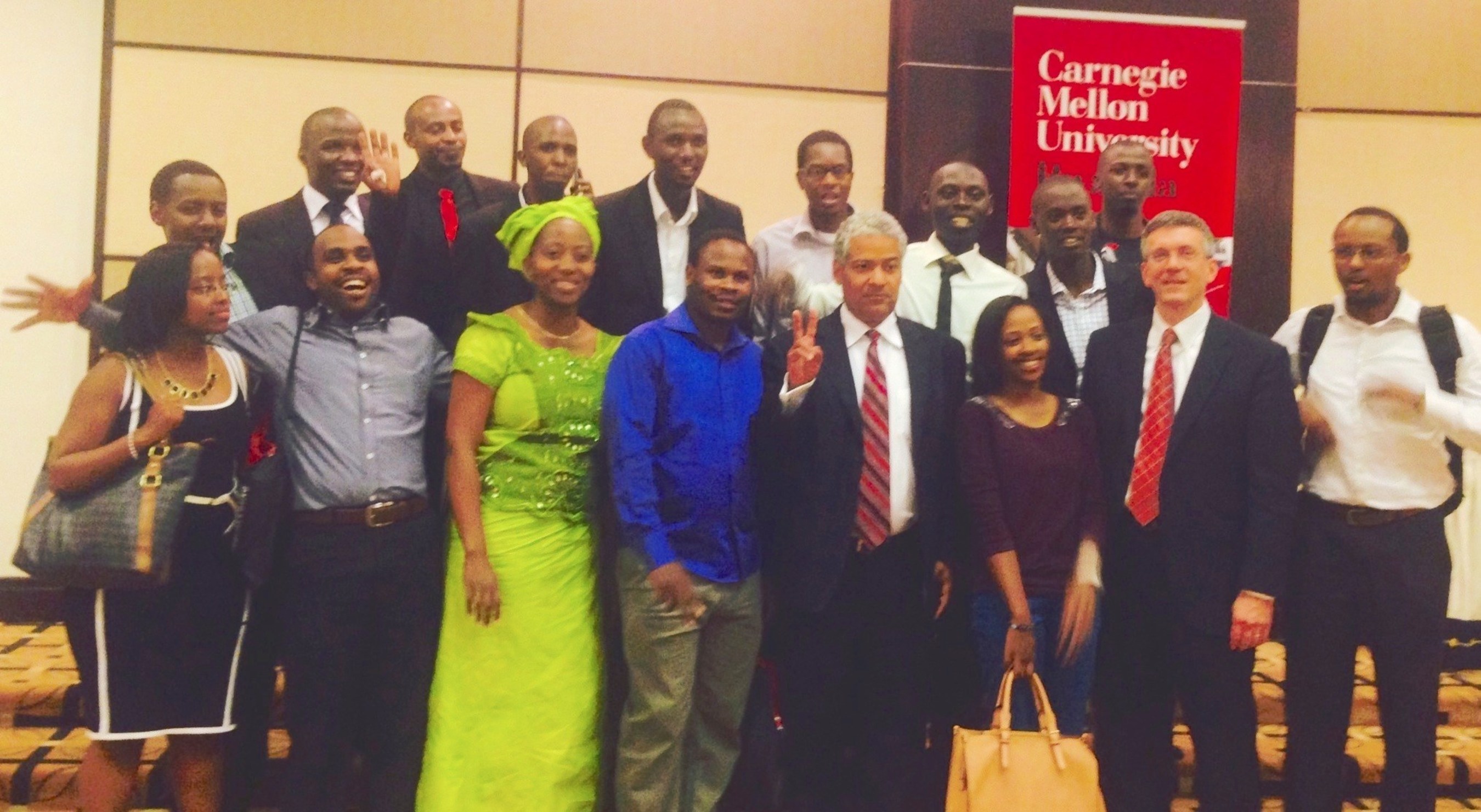 Larry Jennings with Carnegie Mellon University-Rwanda's graduating Class of 2014 (PRNewsFoto/Carnegie Mellon University...)