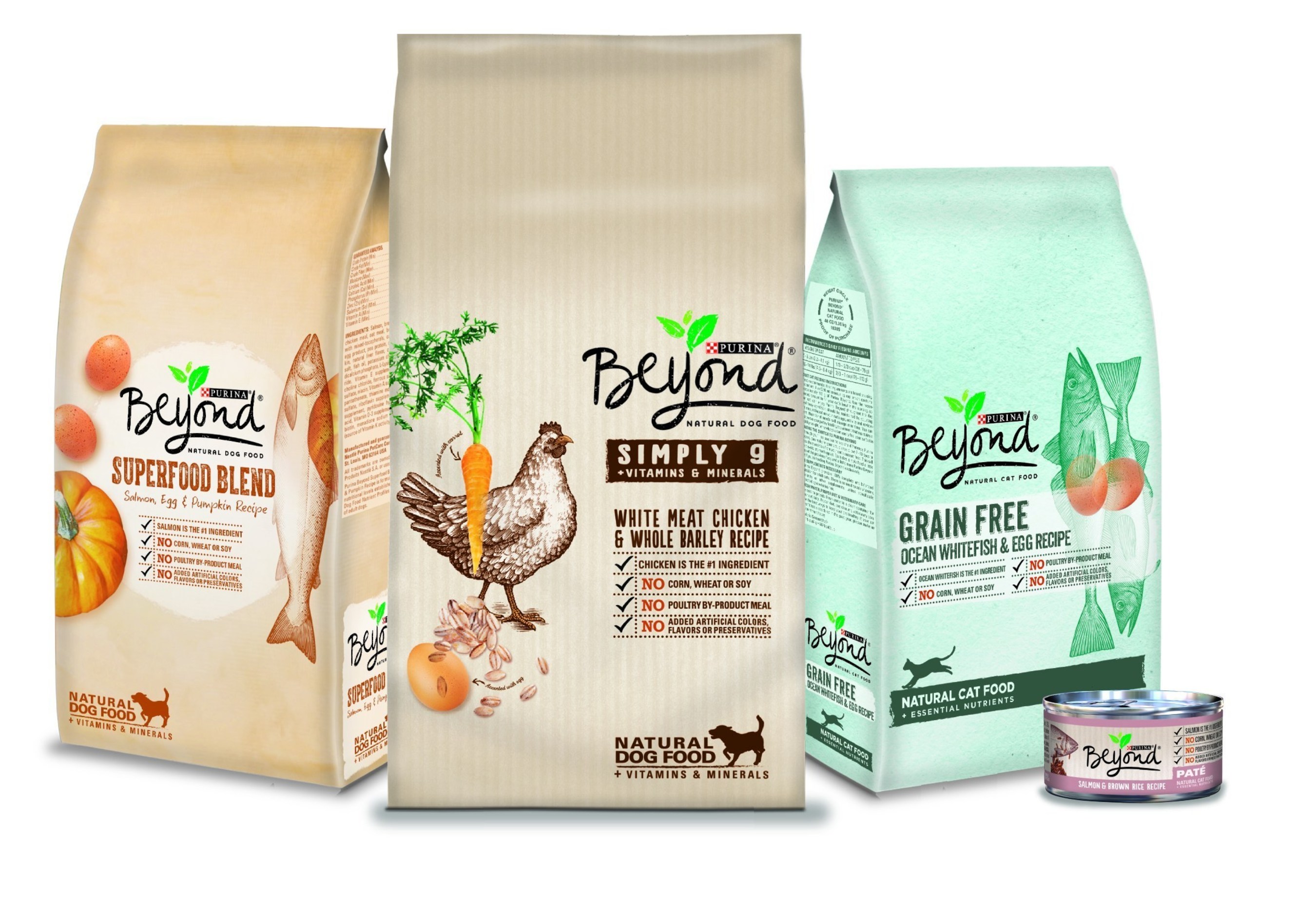 Purina(R) brings new natural dog and cat food options to the pet food aisle with Purina(R) Beyond.(R) For more information, visit www.BeyondPetFood.com. (Source: Purina Beyond) (PRNewsFoto/Nestle Purina PetCare Company)