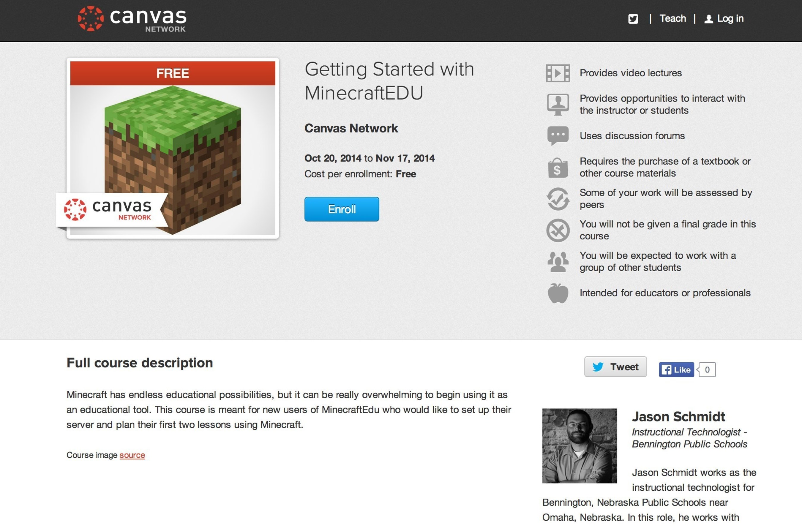 Free Course for Teachers on How to Get Started with MinecraftEDU from Canvas Network by Instructure. (PRNewsFoto/Instructure)