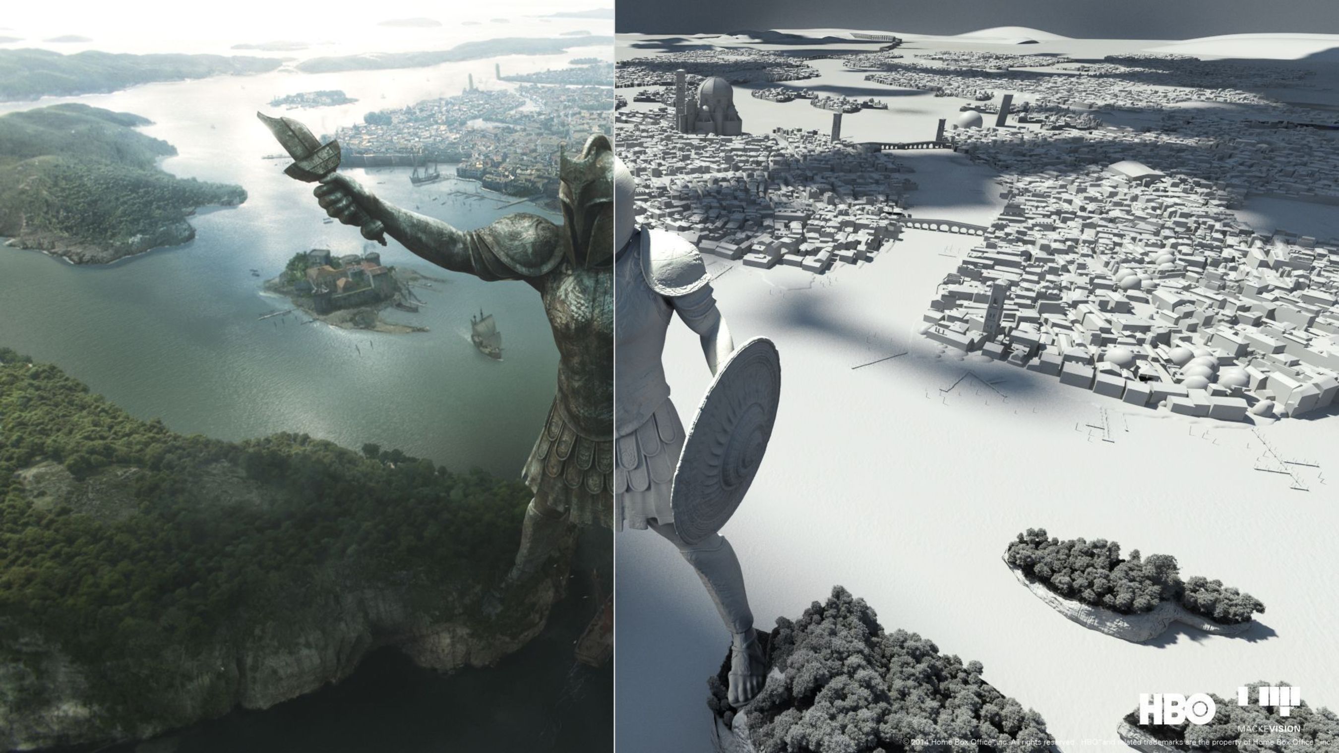 The "Game of Thrones" city of Braavos, which can be seen for the first time this season was created as an elaborate full CG digital environment by Mackevision, Germany (Stuttgart) (PRNewsFoto/Mackevision Medien Design GmbH)