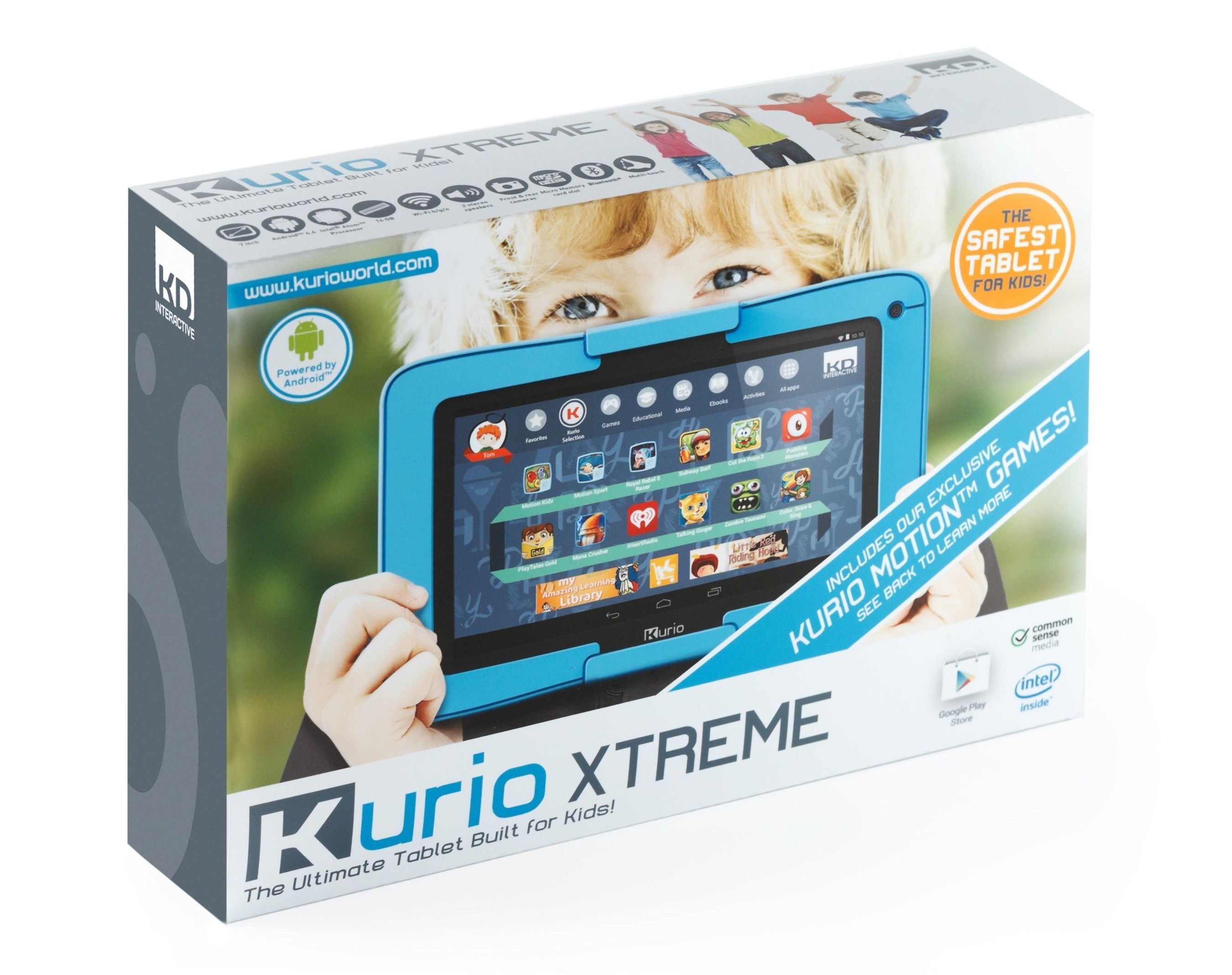 Techno Source's Kurio Xtreme, the Ultimate Android Tablet Built for Kids, is a 7" Wi-Fi enabled Android 4.4. device designed for extreme play and the safest online experience.  Now featuring an Intel Atom processor, Google Play, 24/7 customer support right from the tablet, exclusive body motion gaming, and preloaded with more than $300 worth of apps, games and more.  Available at major retailers nationwide and online beginning October 1, 2014. (PRNewsFoto/Techno Source)