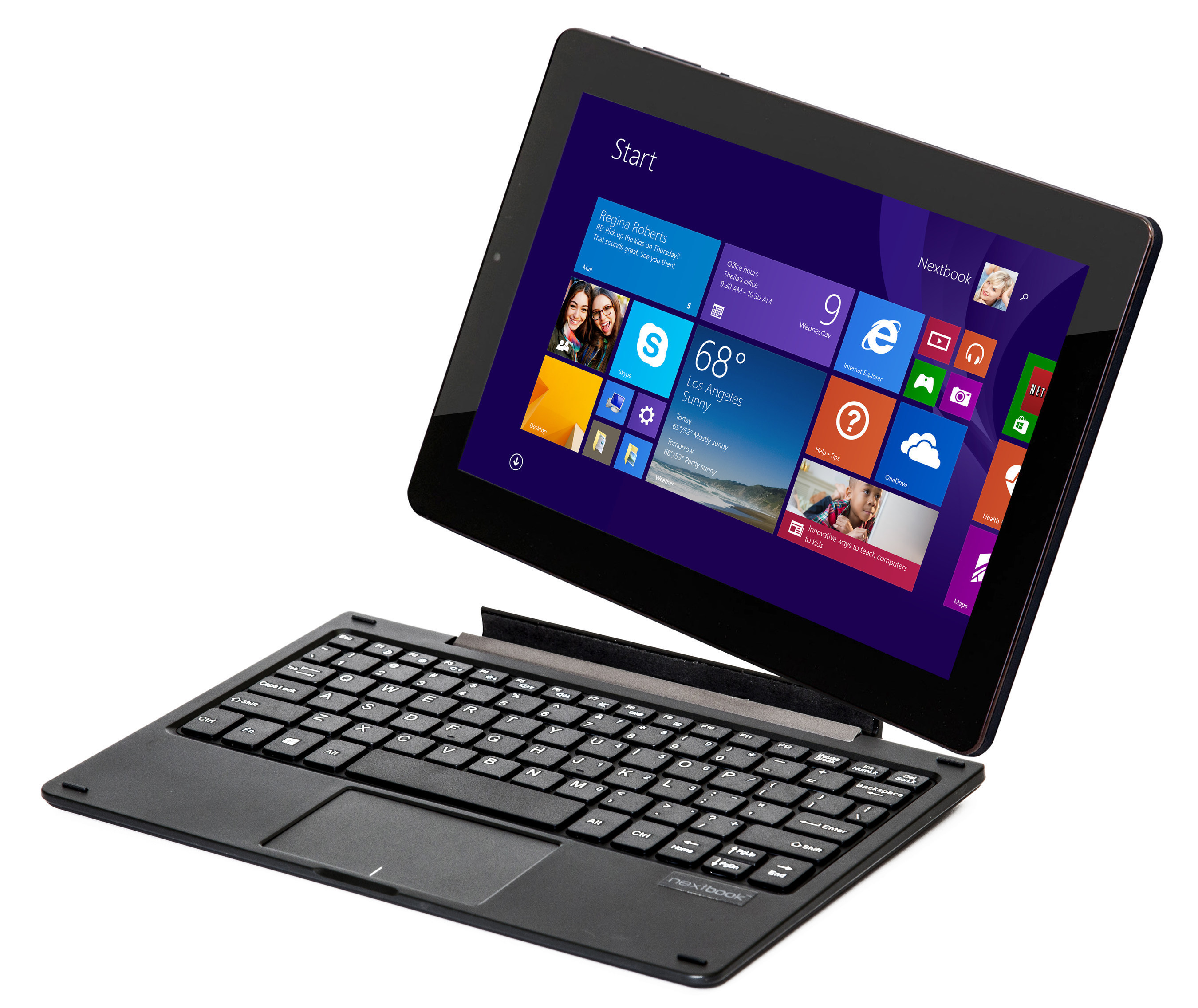 The first Nextbook Windows tablet from E FUN featuring a 10.1" IPS screen and detachable keyboard. Available mid-November at Walmart stores nationwide and Walmart.com for $179.