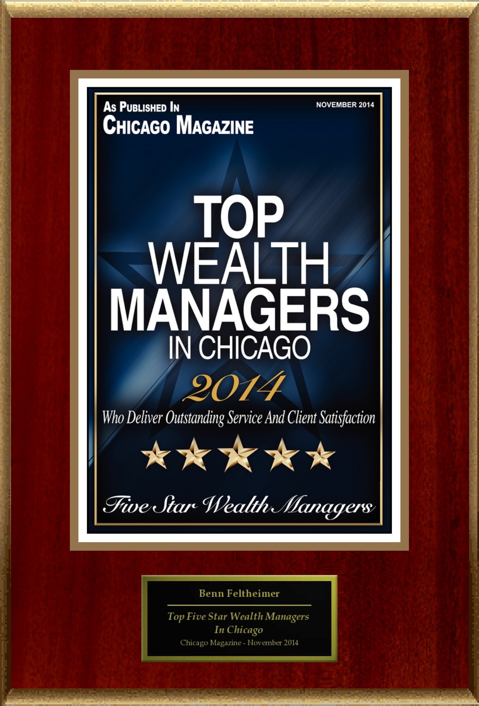 Benn Feltheimer of Feltheimer Cohen & Associates Selected For "Top Five Star Wealth Managers In Chicago"