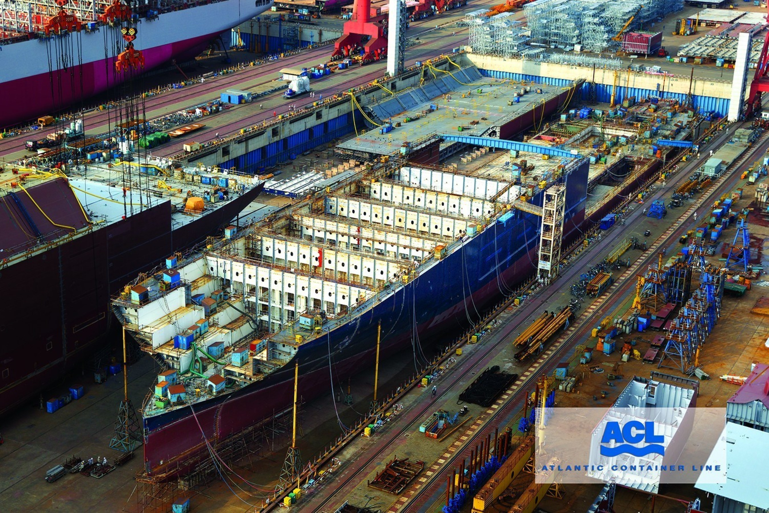 Construction is progressing on Atlantic Container Line's new G4 vessels, which will be the largest RORO/Containerships in the world. The new Generation 4 vessels will be bigger, faster, greener and more efficient than their predecessors. The G4's will have a container capacity of 3,800 TEUs plus 28,900 square meters of RORO space, with a car capacity of 1307 vehicles. The new ships will continue to employ cell-guides on deck, a feature that will allow ACL to extend its enviable record of never losing a...